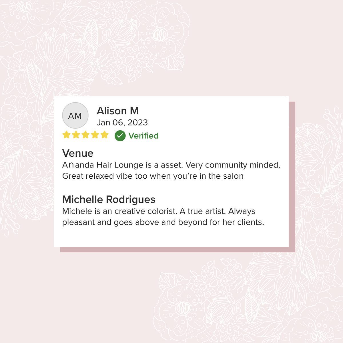 Some recent reviews!
.
.
.
.
.
#loveyourhair #hair #hairlove #hairbliss #treatyourself #pamperyourself #locallove #localsalon #warren #warrenri #eastbay #eastbayri #warrensalon #eastbaysalon #rhodeisland #risalon #rhodeislandsalon #reviews #freshcolor #freshhaircut #blowout #hairart #hairgoddess #colorgoddess #colorlove