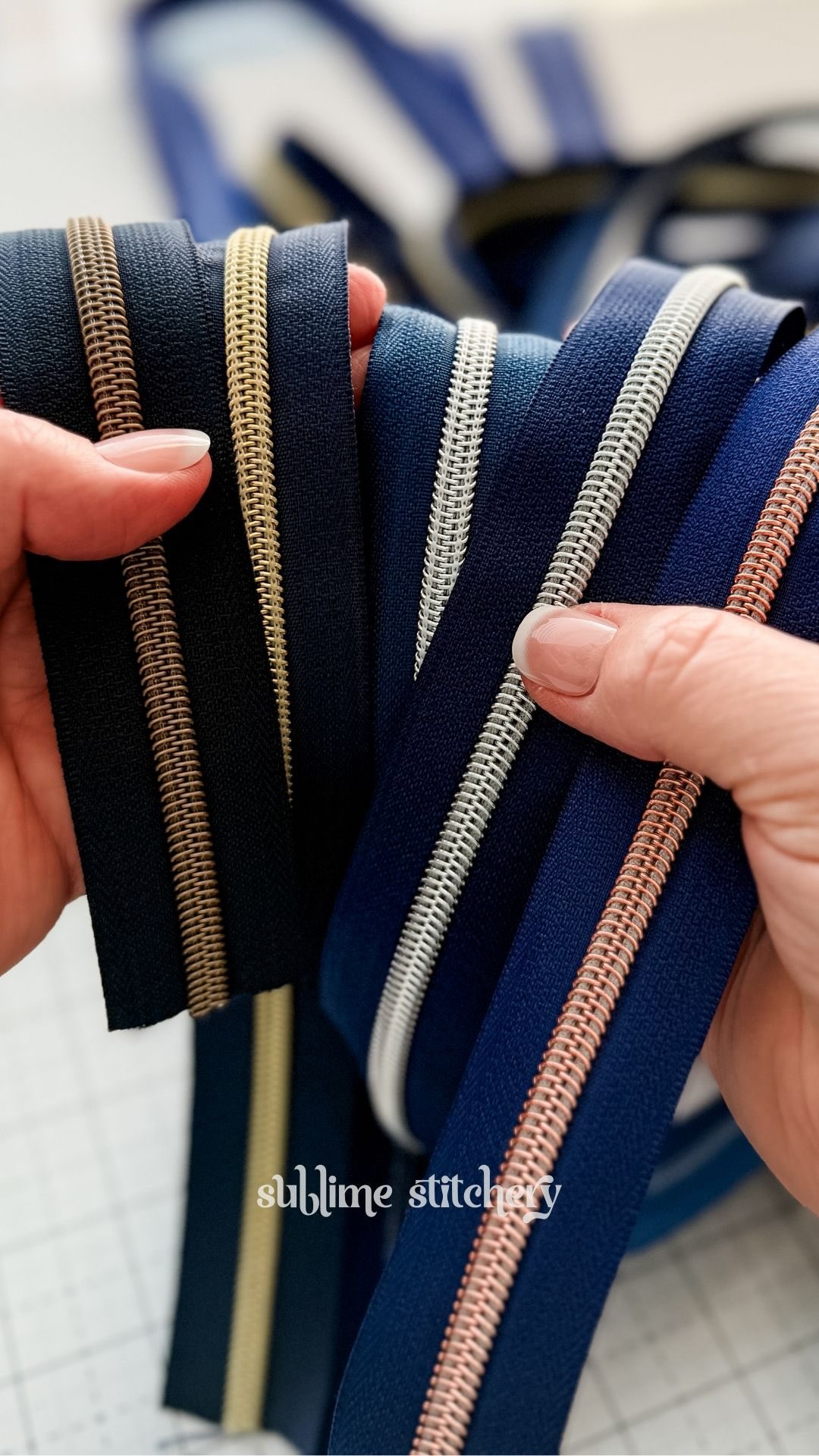 Hi friends, I’ve been playing with a range of blue zipper tapes… and now I can’t decide.
There are so many beautiful shades - teal, bright, deep, inky blues - paired with different coil colours. But I’m starting to think I might simplify things and settle on one really good dark blue.
So I’d love your help.
If you were choosing, would you go for? Tell me in the comments which blue you prefer A B C D or E 👇
www.sublimestitchery.com