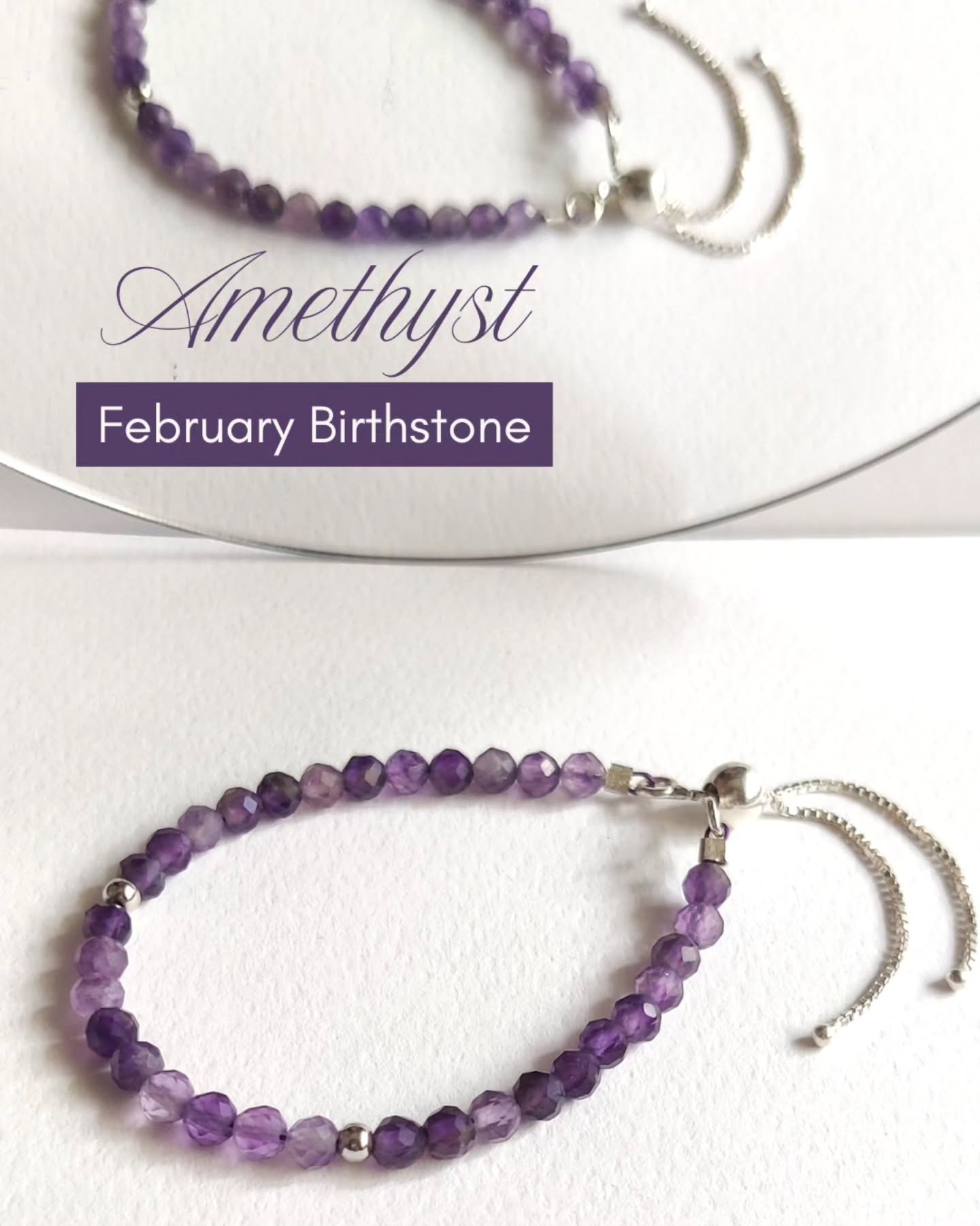 Amethyst: The February Birthstone for INNER PEACE & INTUITION.
Experience the power of Amethyst with jewelry that's slowly handcrafted just for your energy.
Feel the overthinking disappear and restoration of calmness and mental clarity.