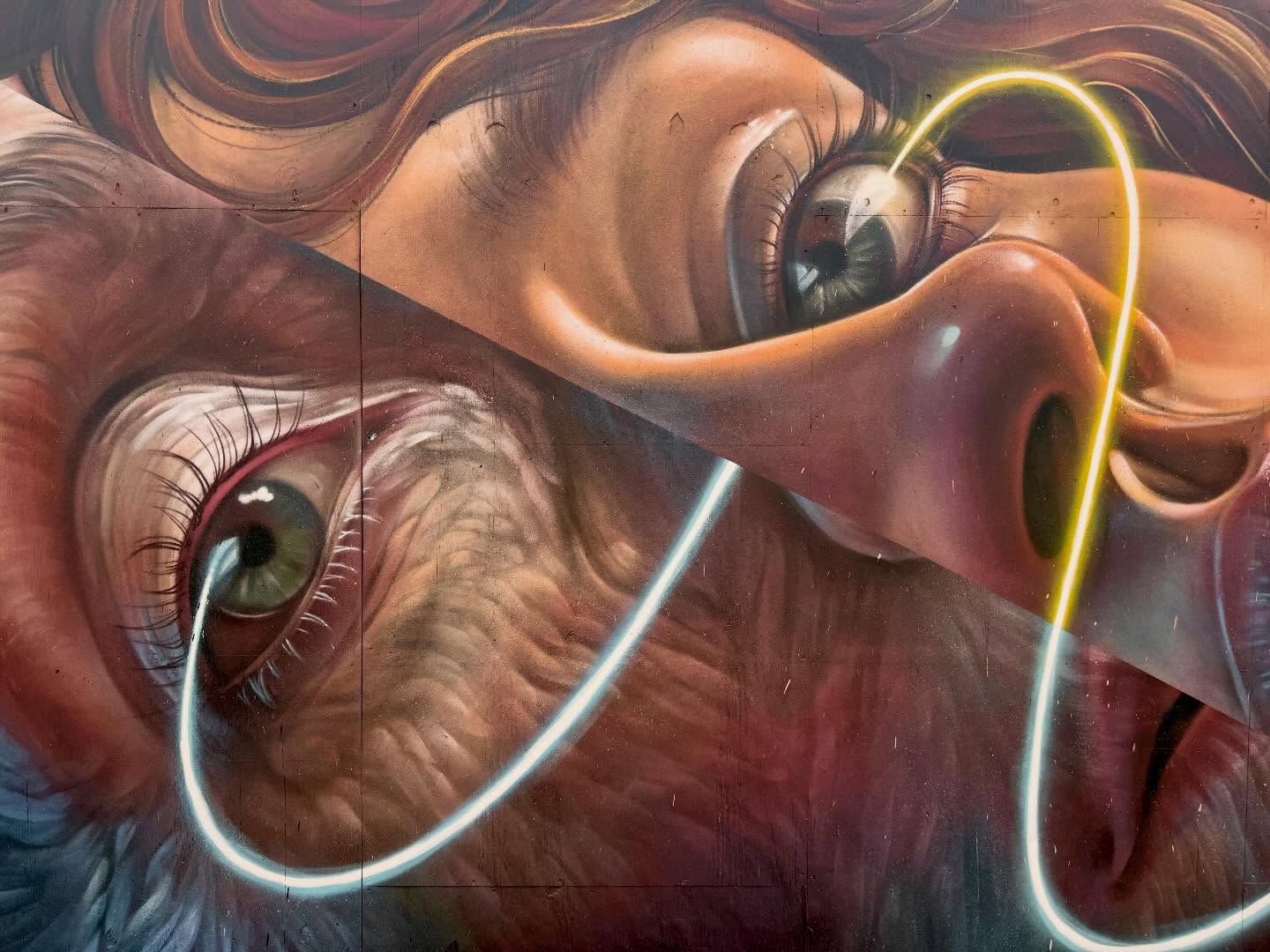 My favorite way to welcome mural season back!!!!!Sunshine, good friends, and paint on my hands.
This piece is called “Threads of Time” I wanted to start the year with a piece about age. Lately I’ve been thinking a lot about the past, present, and future versions of myself. The girl I was, the woman I’m becoming, and the one I haven’t met yet. They all exist together in a strange way. There’s something really beautiful about that. Every version of you leaves something behind for the next one to carry.