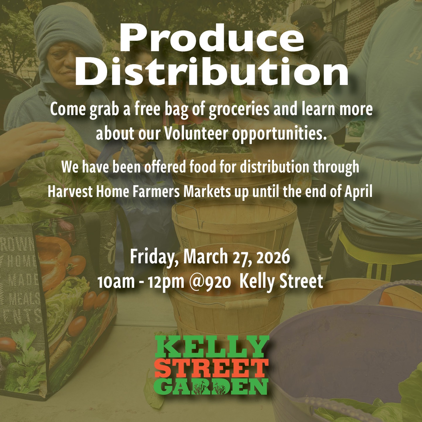 Free Distribution Market has a ONE month window thanks to support from Harvest Home Farmers Markets Next Friday March 27 and every Friday in April. 10am - noon at 920 Kelly Street.
#harvesthomefarmersmarkets