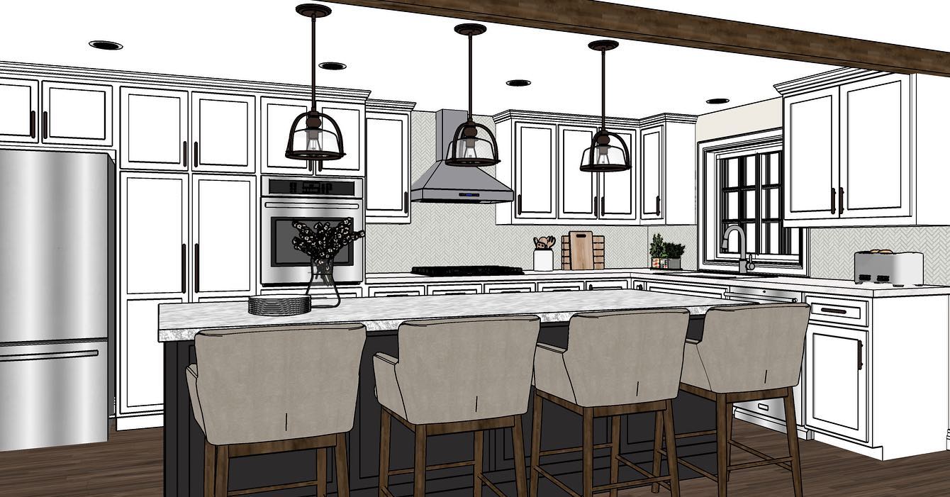 𝒦𝒾𝓉𝒸𝒽𝑒𝓃 𝒸𝑜𝓃𝒸𝑒𝓅𝓉 ☝🏼 would love to have this kitchen to host the Holidays 😄🥧🎄
.
.
.
#jessiesinteriors #interiordesigner #interiordesign #kitchendesign #kitcheremodel #kitchengoals #kitchenisland #barstools #sketchup #sketchup3d #kitchenrendering #kitchencabinets #twotonekitchen #woodbeams #kitchenpendants #interiors #interiorstyle #transitionalkitchen #prettyinteriors #loveyourhome