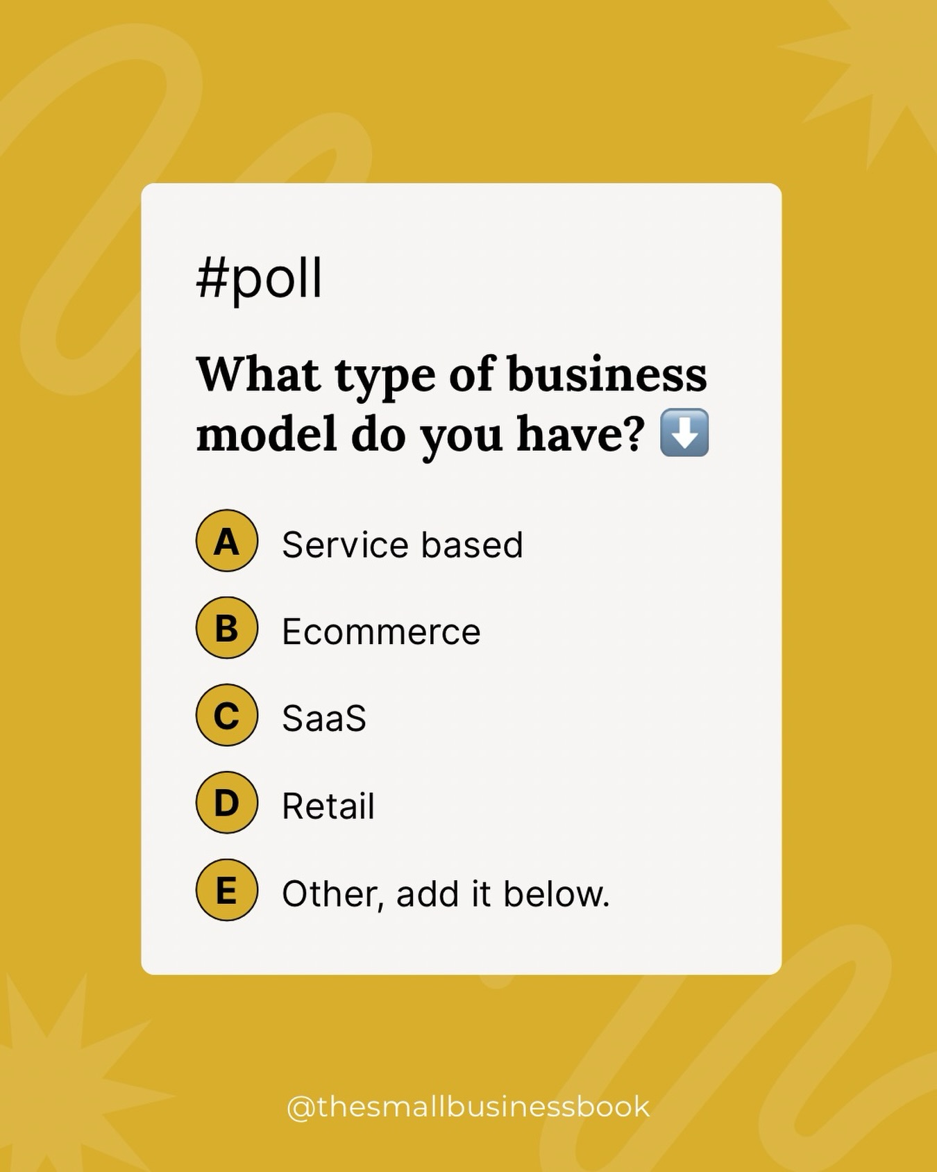 Alright, business owners… what kind of empire are you building?
Drop your business model below and if you chose other, tell us what you do. We want to know!
.
.
.
#thesmallbusinessbook
#perthbookkeeper
#perthaccountant
#WAbookkeeper
#WAaccountant