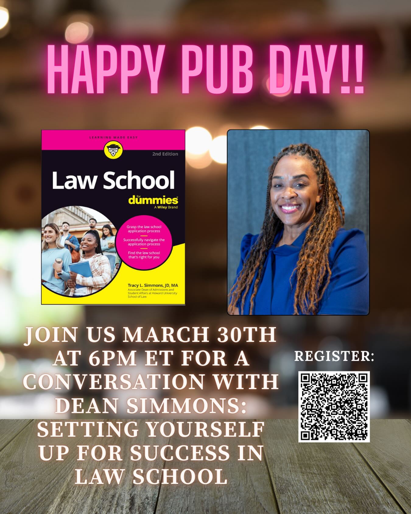 Happiest pub day, Tracy!!! I am so proud of @tlsimmoroni — my sister-friend and esteemed colleague turned client. Today LAW SCHOOL FOR DUMMIES is available everywhere books are sold. If you don’t see it at your local indie bookstore or library, ask them to order it! And, if you didn’t know, this world is where I met Dean Simmons many moons ago, and I’m delighted to be in conversation with her virtually on March 30 as she provides guidance to those preparing to apply and shares her experiences ushering in the next generation of legal professionals. I hope you’ll join us!
#pubday #releaseday #authorsofinstagram #bookstagram #lawschool