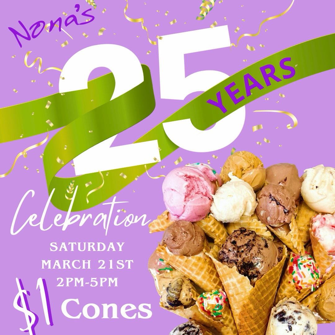 🎉Celebrate with us! $1 cones, 2-5pm for the big 2-5! This Saturday in Hingham!! 🎉