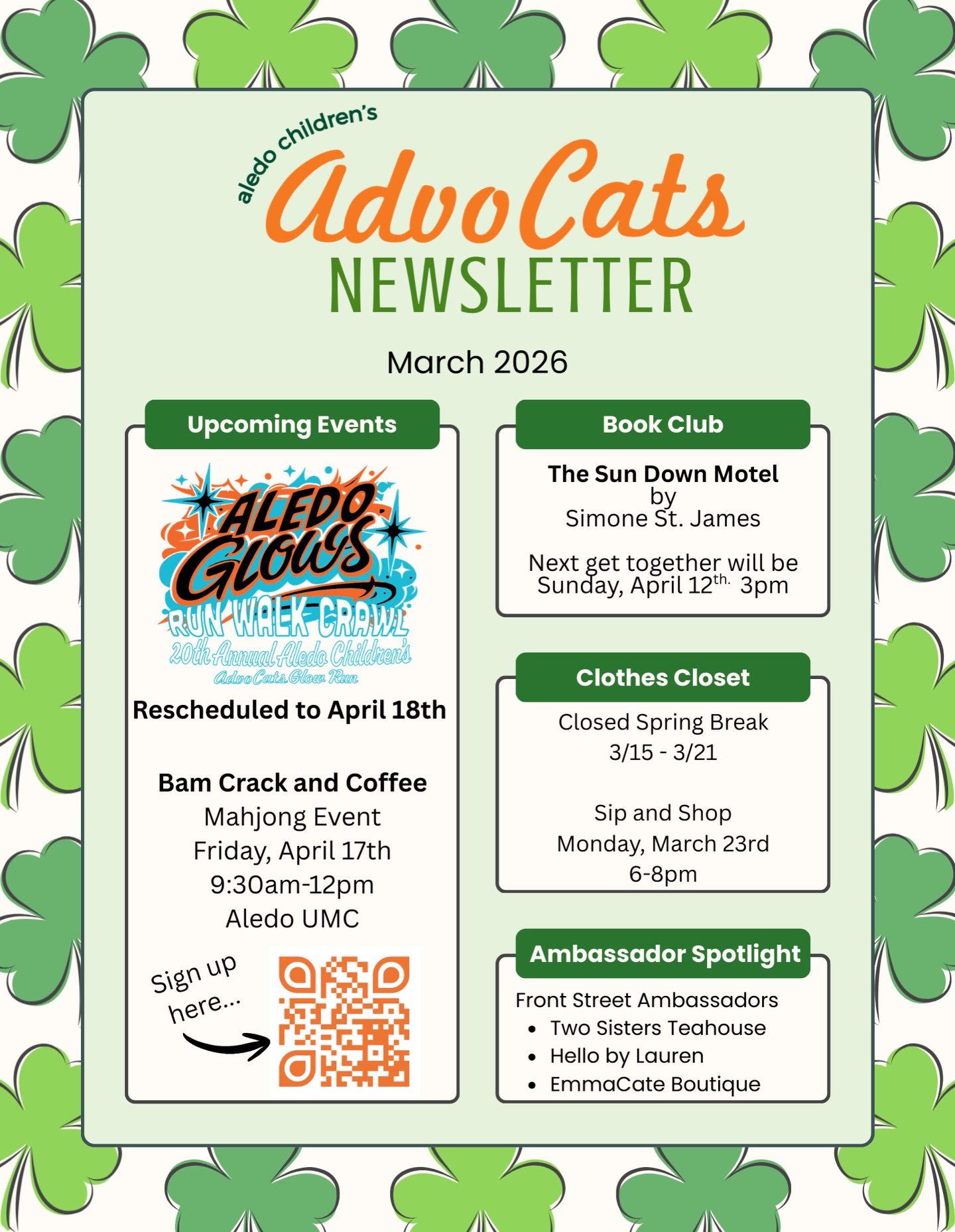 Our March newsletter is here…check it out🧡🖤💚