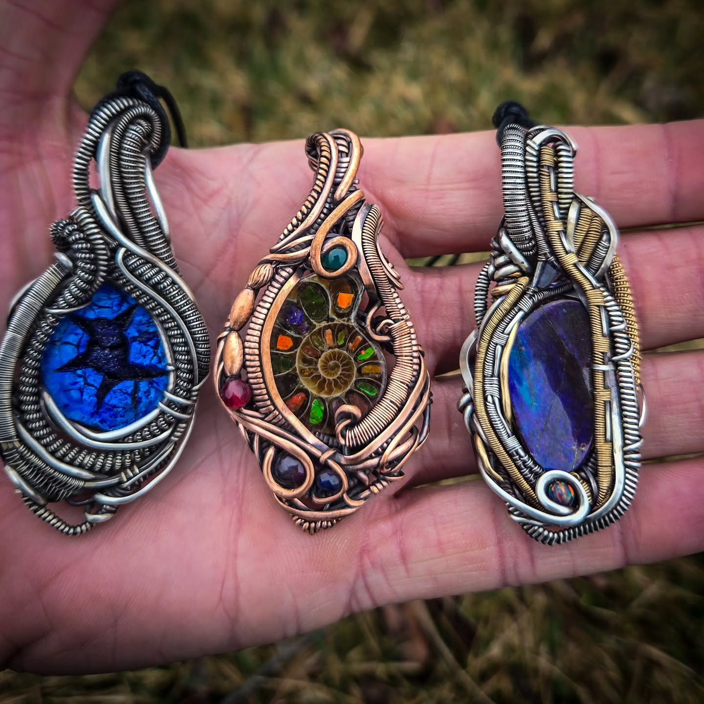 Spring has sprung and we are back at our normal locations. We have been busy over winter creating a lot of fresh items! Here are a few new wire wraps to enjoy. Stop out and see us soon!
#wirewrappedjewelry
#sterlingsilverjewelry
#gemstonejewelry
#handmadejewelry
#oneofakindjewelry