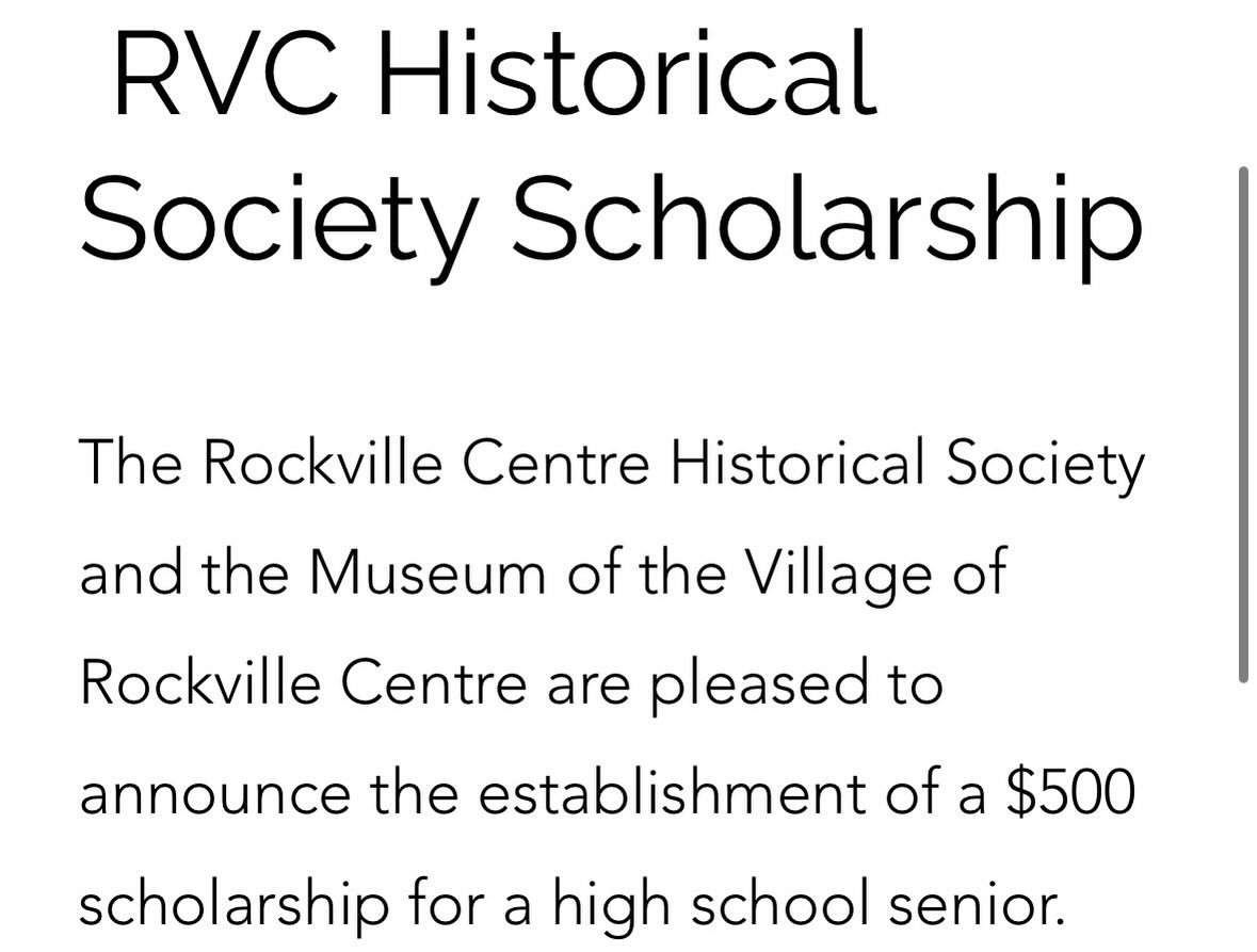 🎓 Calling all RVC high school seniors with a passion for history!
The Rockville Centre Historical Society is excited to offer a $500 scholarship to a graduating senior who loves exploring the past and plans to continue studying history in college (no declared major required!).
📍 Must be an RVC resident
📚 Demonstrated interest in history
🎓 Applied to a 2- or 4-year college
🗓 Deadline: April 1, 2026. See link to apply in bio! #rvc #rvchistoricalsociety