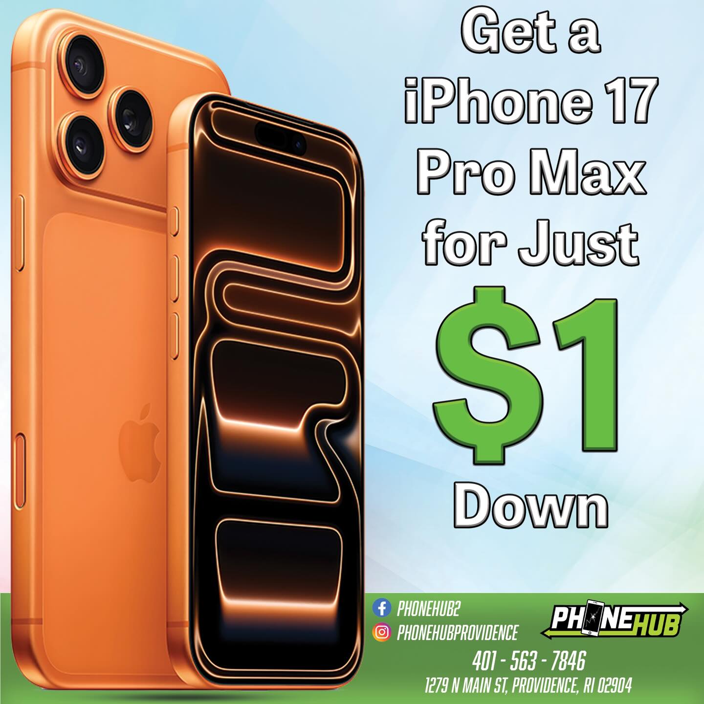 Unlocked iPhone 17 Pro Max $1 Down Payment NO CREDIT NEEED - Everyone is Approved! Our Phones Work With ANY Carrier (Kafene)