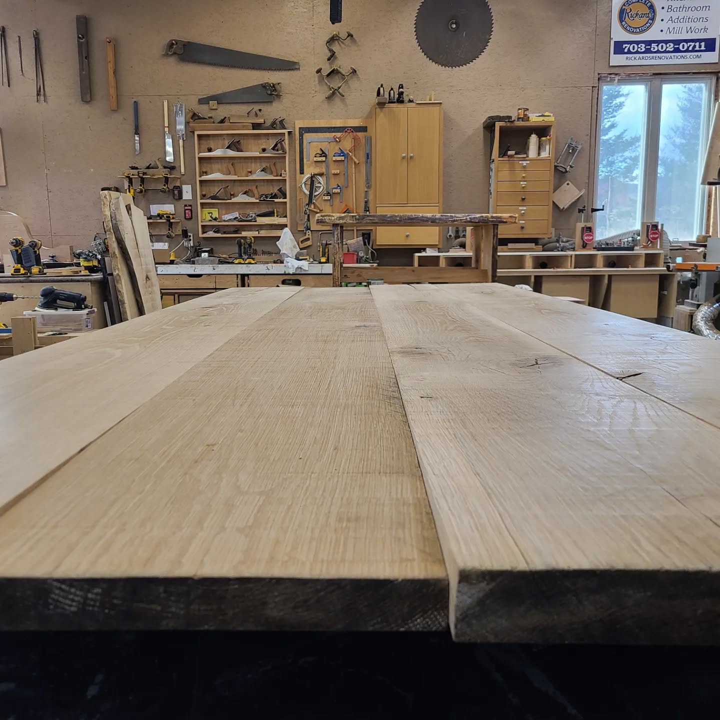 The next table we are working on is another White Oak build. These boards were planed before they got to our shop. Two of the boards had about a 1/2 inch bow in the them, we flipped the boards so the bows worked against each other before we glued the two halves together.
The @festool domino sure helped out getting these pieces aligned in order to maximize the final thickness of the table, I'd say it worked out well!!
#familybusiness #smallbusiness #localbusiness #woodworking #woodshop #festool #festooldomino #diningtable #whiteoak
