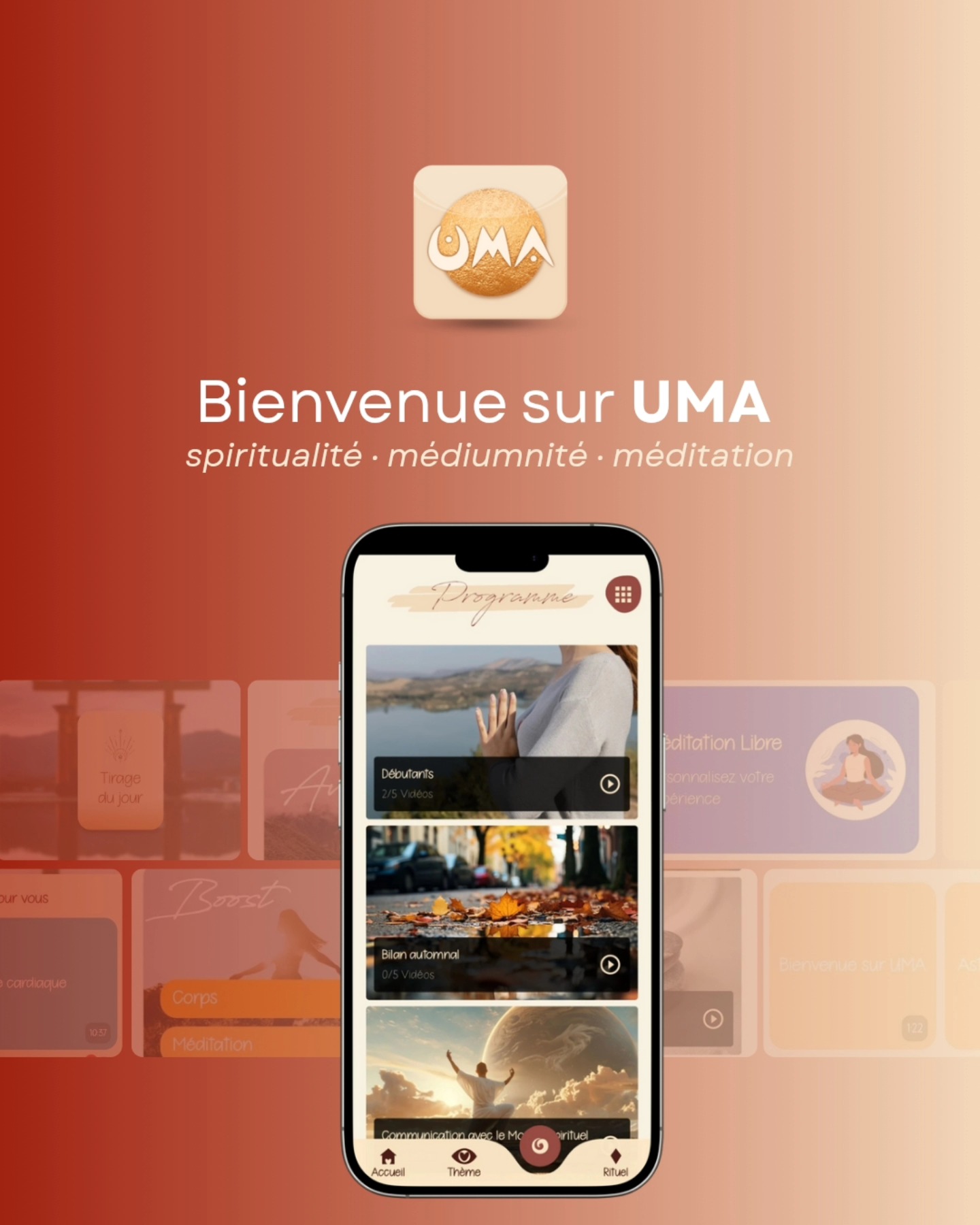 Contenu créé pour une appli de méditation, médiumnité & spiritualité.