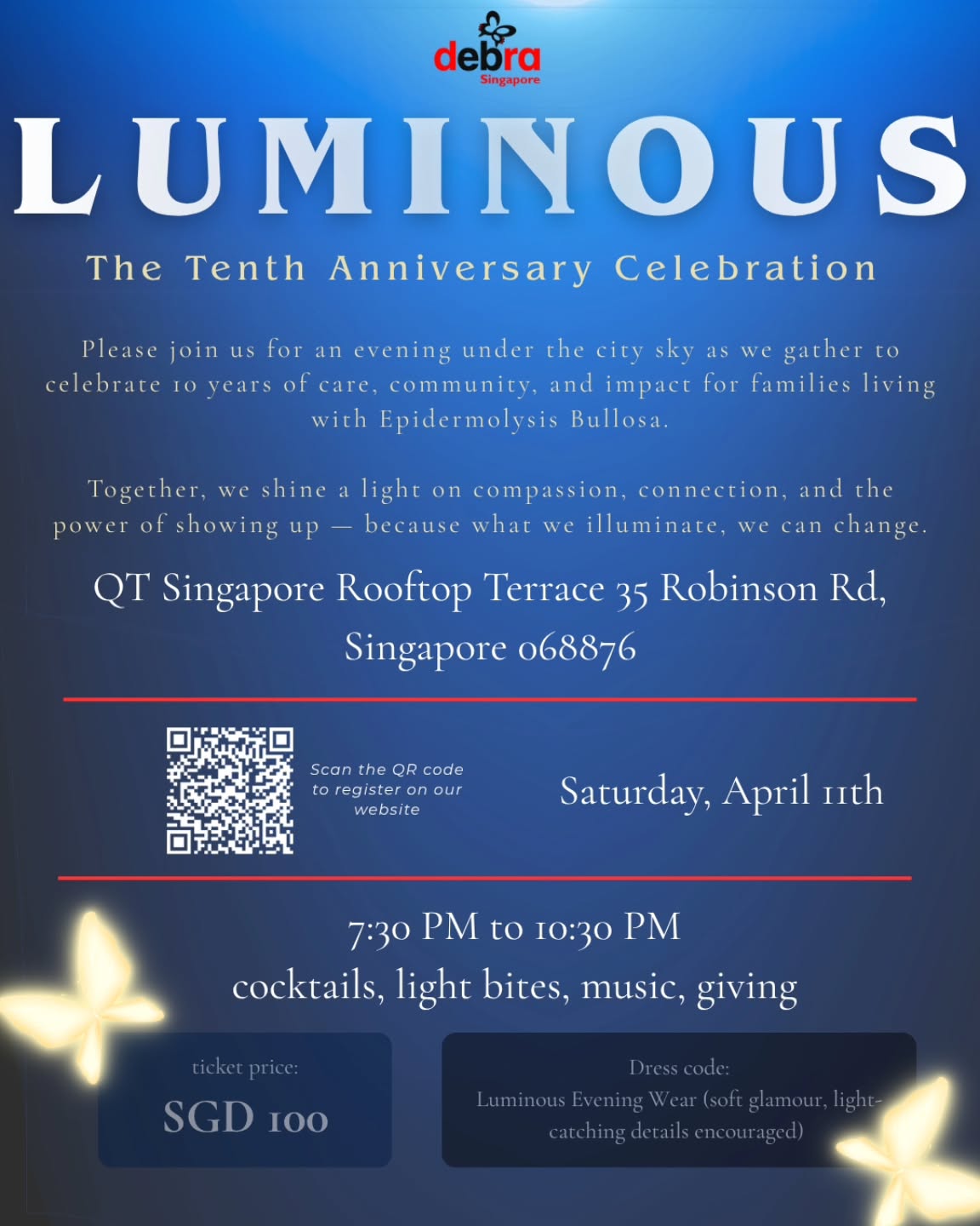 Get ready for a night of care, compassion, and giving!
Please visit our website for more details and registration: https://www.debrasingapore.com/news-events/10th-anniversary-celebration