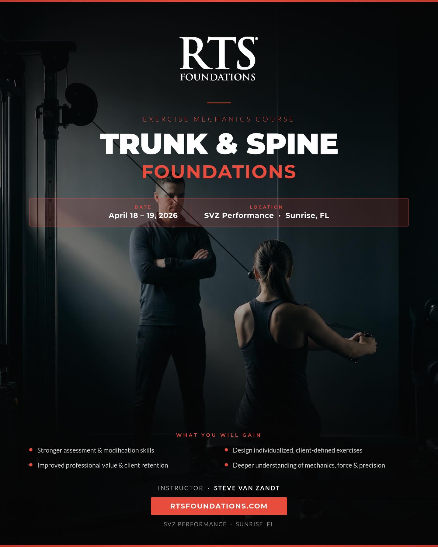 “The core.” “Posture.” “Alignment.” “Neutral.” “Stabilization.”
We hear these words everywhere in the fitness industry—but are they actually helping us understand the spine… or oversimplifying it?
Too often, we start with exercises and then try to justify them with buzzwords. These terms get treated like facts—sometimes even as one-word answers to complex questions. The result? Misinterpretation, poor decision-making, and a shallow understanding of how the spine really works.
Real learning doesn’t start with trends—it starts with fundamentals. It requires curiosity, critical thinking, and a willingness to go deeper than quick, easy answers.
If you’re ready to move beyond surface-level concepts and truly understand the spine from the ground up, this course is for you.
RTS Foundations: Trunk & Spine
📅 April 18–19, 2026
🧠 Build knowledge.
🔍 Think critically.
🏋️♂️ Apply with purpose.
#SpineEducation #FitnessProfessionals #StrengthAndConditioning #core #PersonalTraining