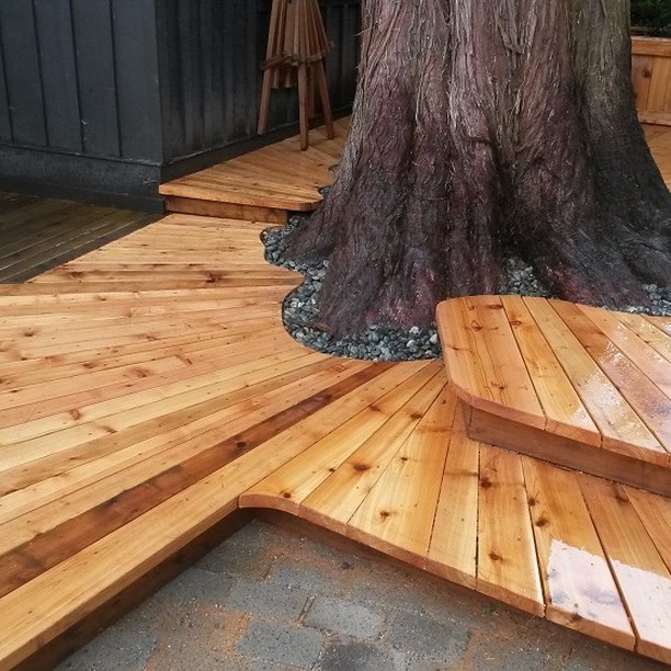 Throwback to the Bowen Island cedar deck. Scroll for stone detail.
( 2016 BC Wood Council Award nomination for: Western Red Cedar division) A great Toso Wood Works design/build project. @jessetoso