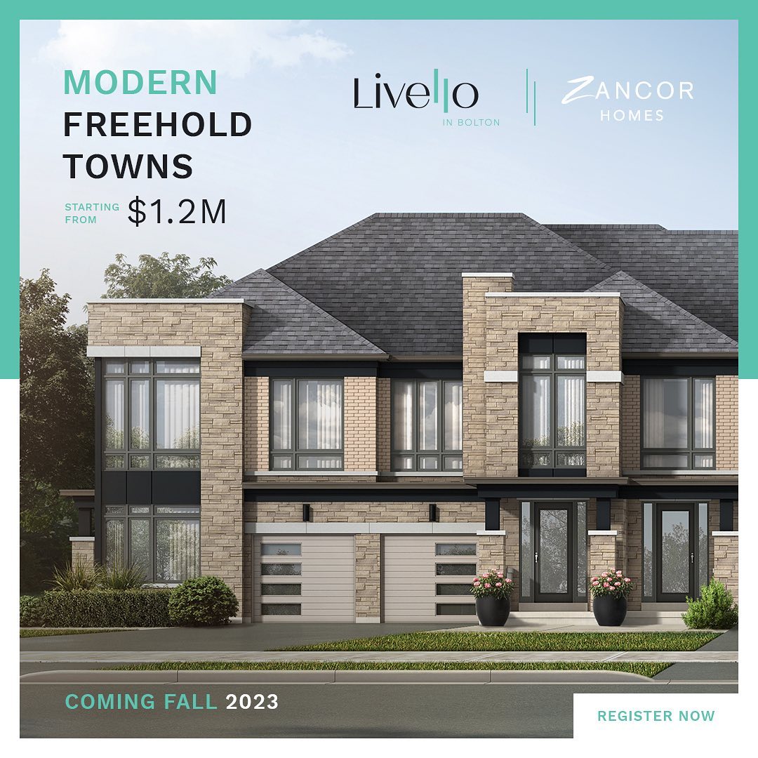 VIP Broker Release coming this week!
Elevate your lifestyle in a beautiful community within the growing town of Bolton, surrounded by beautiful greenery and the Humber River. Livello will provide you and your family with an exciting life filled with fun activities and endless memories. With modern freehold townhomes located near all the action, you’ll never have a dull moment. This is where your new and inspiring lifestyle begins!
🛎️Sign up to be on our VIP list —->>> https://www.gtapreconstructionhomes.com/vip-registration
•
👍Like Us For Your Support!
•
🤩Share Or Tag A Friend To Inspire Them To get into Pre-Construction!
•
💯Follow Us To know about the latest upcoming VIP Pre Release Pre-Construction Homes.
•
✉️ DM Us Your inquiry Or Email Us about a project at info@gtapreconstructionhomes.com
•
•
•
•
•
#boltonhomes #caledonhomes #livellobolton #zancorhomes #newhomes #gtahomes #gtapreconstructionhomes #preconstructionhomes #torontolistings #torontorealestate #caledonrealestate #boltonrealestate #bolton #realestate #firsttimehomebuyerspecialist #modernhomes #preconstructioninvestment #realestateinvesting