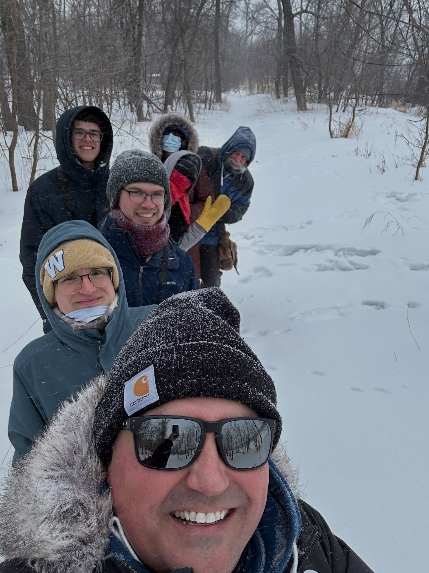 We refused to let the weather hold us back from getting some bird joy today! The beauty of walking together and discovering birds in the snow was a feeling that can’t be beat. Getting outside was the right choice. Seeing a Red-bellied Woodpecker on back to back walks was extra special.
It was also a UMIBC community member’s birthday today! We agree there is no better way to celebrate your birthday then to go birding! HAPPY BIRTHDAY M!
Slide 1: UMIBC birders out in the wind and snow!
Slide 2: Red-bellied Woodpecker.
Slide 3: Downy Woodpecker.
Slide 4: House Finch.
Slide 5: eBird checklist for our walk today.
#birding
#indigenousbirders
#winnipeg
#manitoba
#umanitoba
📷: @justinleerasmussen