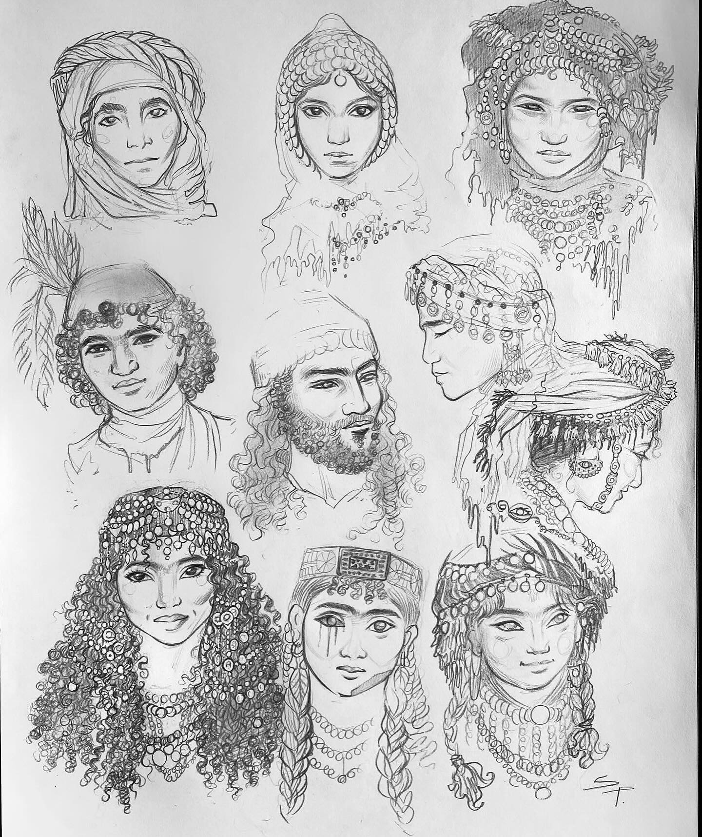 “Assyrian women are known for their beauty.”
- my Mum.
Descended from the ancient civilisation, the Assyrians are indigenous to northern Mesopotamia, that is now north Iraq and neighbouring parts of Syria, Turkey and Iran. Due to many conquests, genocides and ethnic cleansing over the centuries, most Assyrians either assimilated into other identities or fled their ancestral homeland, forming a global diaspora of around 5 million. Despite this, they still preserve the traditions of their ancient forbearers, such as the Aramaic language of which Jesus spoke.
#assyrian #chaldea #ıraq #indigenous #art #assyrianart #iraqart #indiginousart #sketchbook #mesopotamia #drawing