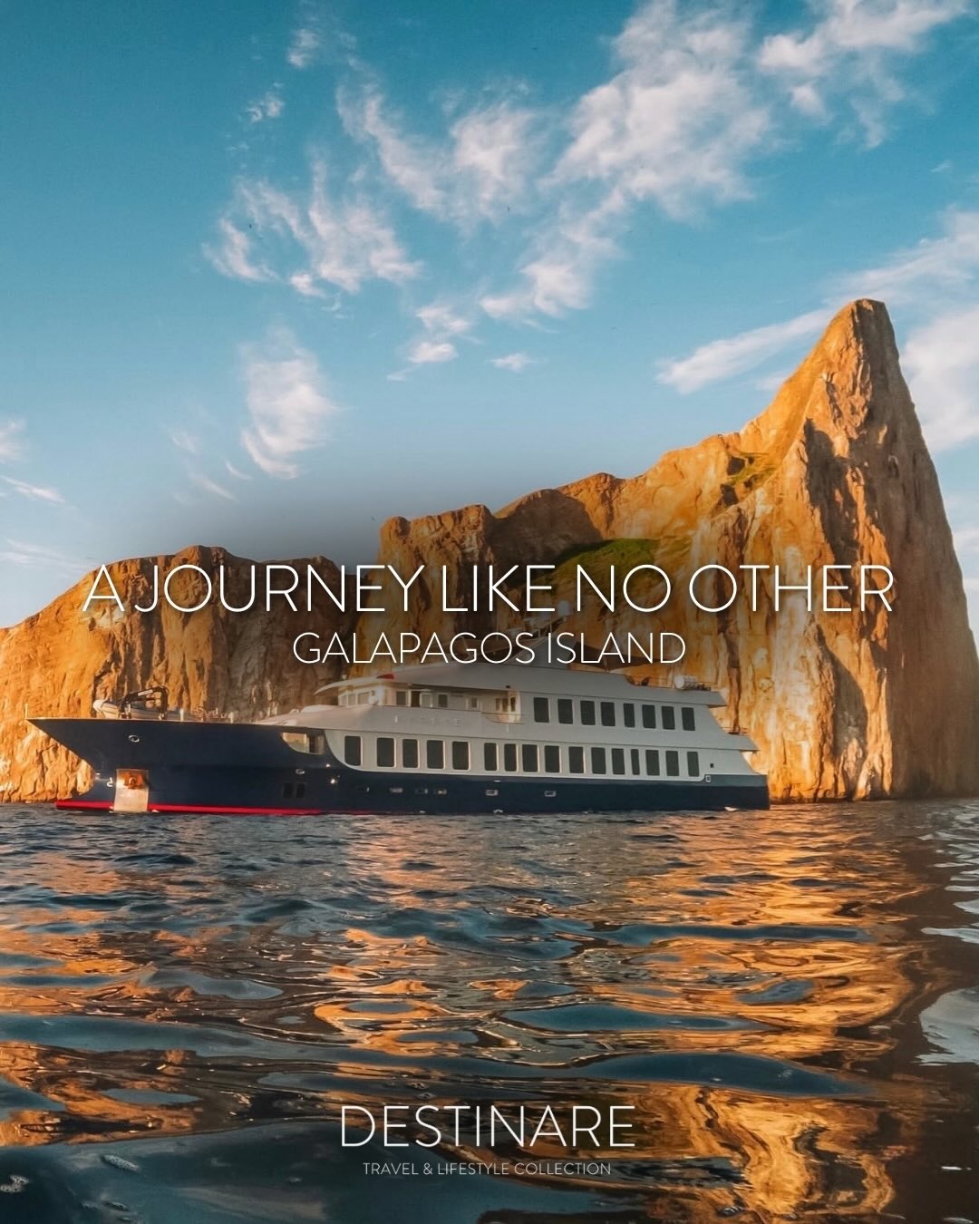 Where nature reveals its most extraordinary self… 🌊
In the heart of the Galápagos, far from the ordinary, lies a journey defined by quiet luxury and profound discovery.
Aboard Ecoventura’s Relais & Châteaux yachts, designed for just 20 guests, each moment unfolds with intention — from sunrise over volcanic shores to close encounters with the islands’ remarkable wildlife. This is a place where time slows, where every detail is considered, and where the experience feels deeply personal.
Led by expert naturalists and an exceptional crew, these seven-night expeditions invite you to explore the Galápagos not as a visitor, but as a privileged witness to one of the world’s last truly untouched ecosystems.🐢🦭🦩
It is more than a voyage — it is a rare and transformative experience, one that lingers long after you return.
✨ 35th Anniversary Savings
Celebrating thirty-five years of Ecoventura in the Galápagos, shaped by meaningful exploration and a deep respect for nature.
📩 For more information, please email us at info@destinaretl.com
.
.
#DESTINARE #LuxuryTravel #GalapagosIslands #Ecoventura #RelaisAndChateaux
