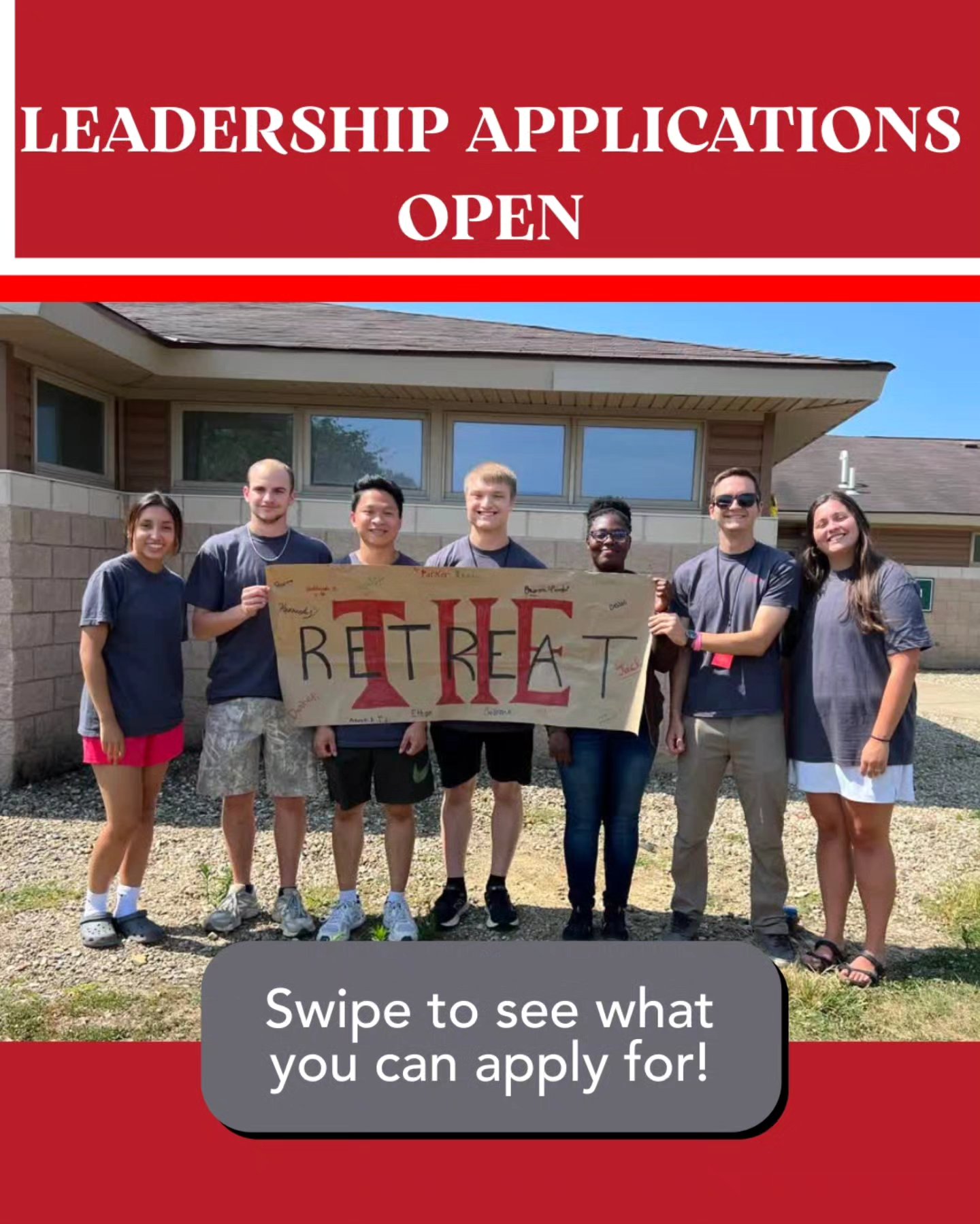 Leadership applications have opened for THE Retreat 2026! If you are interested in taking a step into leadership and serving the Lord, then this is the opportunity for you.
Apply through the link in our bio by Sept 14th!
