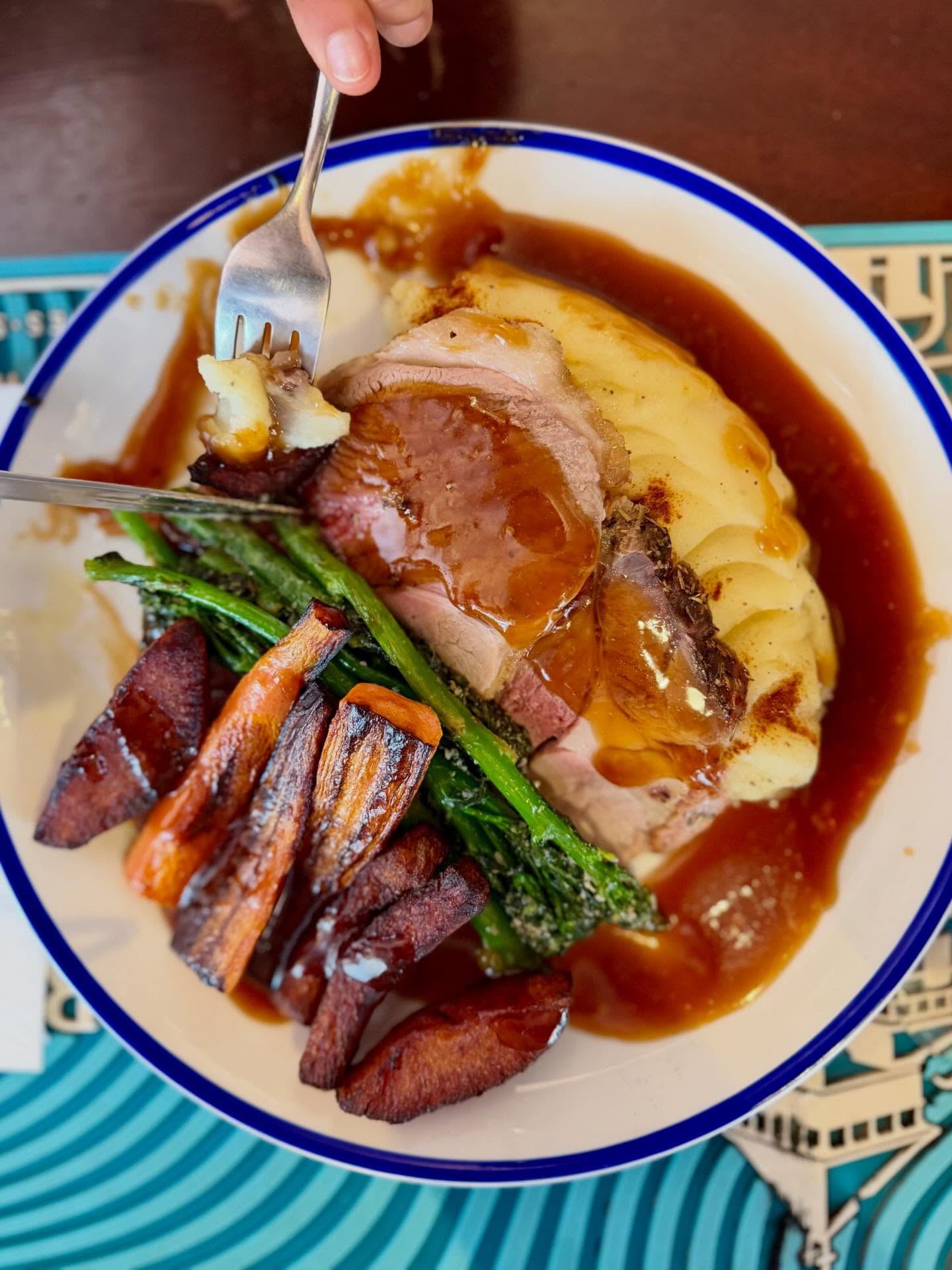 Sunday dinner is back up to standard. On the menu today is rosemary crusted lamb, peppered beef and salt cured crispy pork belly