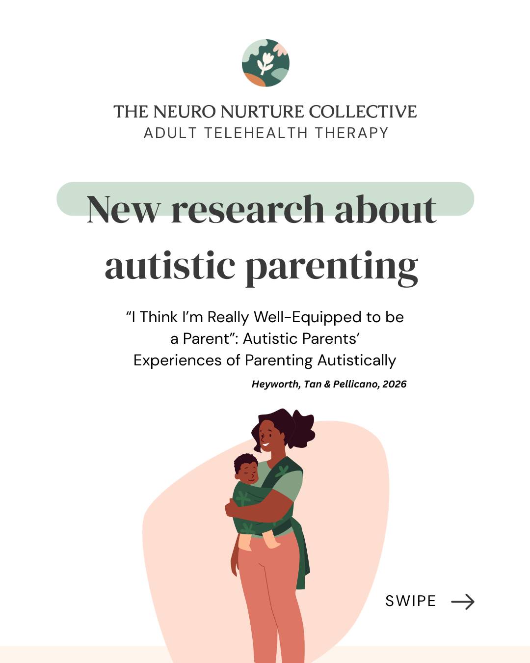 New research by an autistic parent about autistic parenting? You KNOW we love to see it!
Dr Melanie Heyworth (who is also the founder of @reframing_autism) led a study interviewing 40 autistic parents of autistic children about their experiences.
The research found that while there were of course difficulties attributed to parenting with this neurotype (like sensory mismatches, which Mick @occuplaytional spoke about recently at The Neuro Nurture Conference!), there were also unique strengths (which @sarah_harrower_psychology spoke about at the conference too!).
Autistic parents described parenting in ways that are distinctly autistic: honest, vulnerable, respectful of their children's autonomy, and willing to break away from mainstream conventions that don't serve their families.
I especially loved hearing about parents stories who were foregoing convention and parenting in ways that were true to them, rather than adhering to neuronorms. As one participant said:
'We haven’t eaten at the table in eight months or more, and it’s been amazing. We morphed into this instead of forcing the boys to eat at the table, after realising that we don’t need to try to force our family into doing things that are way too stressful for both the boys and us. It felt good making this decision, because it was us taking ‘our power back’ instead of trying to be the parents that our parents were to us and upholding an ideal of the ‘perfect family enjoying well-mannered chit chat about our days at the table.’
Heyworth, M., Tan, D. W., & Pellicano, E. (2026). "I Think I'm Really Well-Equipped to be a Parent": Autistic Parents' Experiences of Parenting Autistically. Autism in Adulthood. DOI: 10.1177/25739581261426626
#AutisticParenting #NeurodiversityAffirming #AutismResearch #ActuallyAutistic #AuDHD #AutisticParents #NeurodivergentParenting #TheNeuroNurtureCollective #TNNC #AutismInAdulthood #ReframingAutism