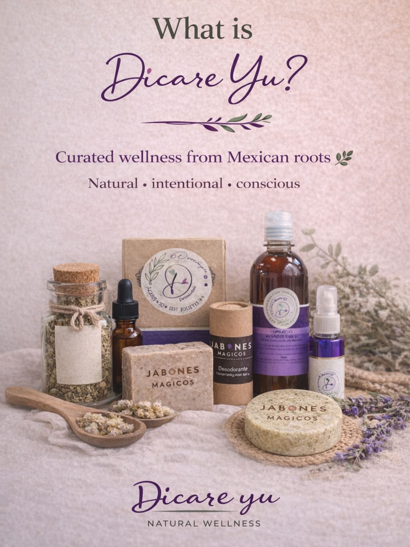 What is Dicare Yu?
A curated natural wellness space inspired by Mexican herbal traditions.
At Dicare Yu, we carefully select products from small producers and brands that align with a more conscious, natural, and intentional approach to self-care.
Our purpose is to make these products more accessible while honoring their roots, their ingredients, and the people behind them.
—
¿Qué es Dicare Yu?
Un espacio curado de bienestar natural inspirado en la herbolaria mexicana.
En Dicare Yu seleccionamos cuidadosamente productos de pequeños productores y marcas que comparten un enfoque más consciente, natural e intencional del cuidado personal.
Nuestro propósito es hacer estos productos más accesibles, respetando sus raíces, sus ingredientes y a las personas que los crean.
🌿 Natural • intentional • conscious
#DicareYu
#NaturalWellness
#MexicanHerbal
#ConsciousLiving
#CleanBeauty
WellnessFromNature
HolisticSelfCare
SmallBusinessUSA