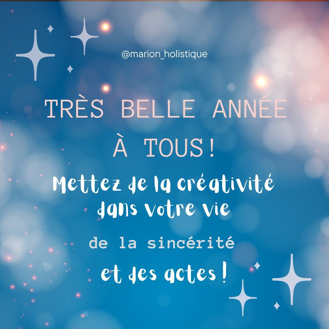 Tous mes voeux pour 2024 ✨Je vous souhaite d'être plus attentive et attentif à vous et au monde, d'avoir des relations avec vous mêmes et les autres davantage empruntes de sincérité, avec indulgence et amour, et donc d'exprimer aussi vos colères et vos frustrations sans honte et même avec un peu de rébellion si c'est nécessaire ! Je vous souhaite d'être indulgent avec vous-même pour ne pas avoir peur de vous lancer, de créer et de construire, même si c'est loin d'être parfait pour vous, ça libère et fait circuler l'énergie. Si elle stagne en vous, ce n'est bon pour personne : elle bouillonnera en vous et causera des dysfonctionnements, et cela faussera aussi vos relations. Bref créer avec du sens pour vous, et exprimez-vous, sincèrement ! #bonneannee #bonneannée #bonneannee2024 #annee8 #sens #creativite #equilibre #spirituel #materiel #sincérité