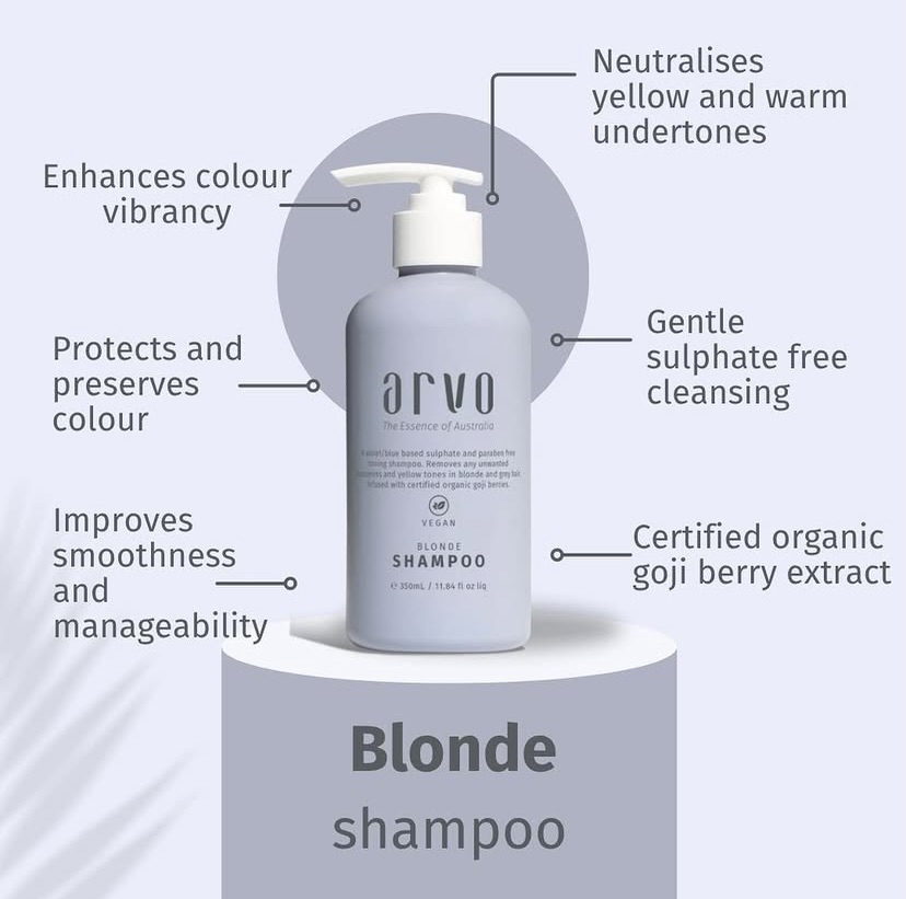 Brassy tones? Not here. 🧑🏼
Our blonde shampoo helps neutralise warm tones, protect your colour, and keep your hair smooth and easy to manage. 💜
#arvohaircare #blondeshampoo #toningshampoo #blondehaircare #purpleshampoo