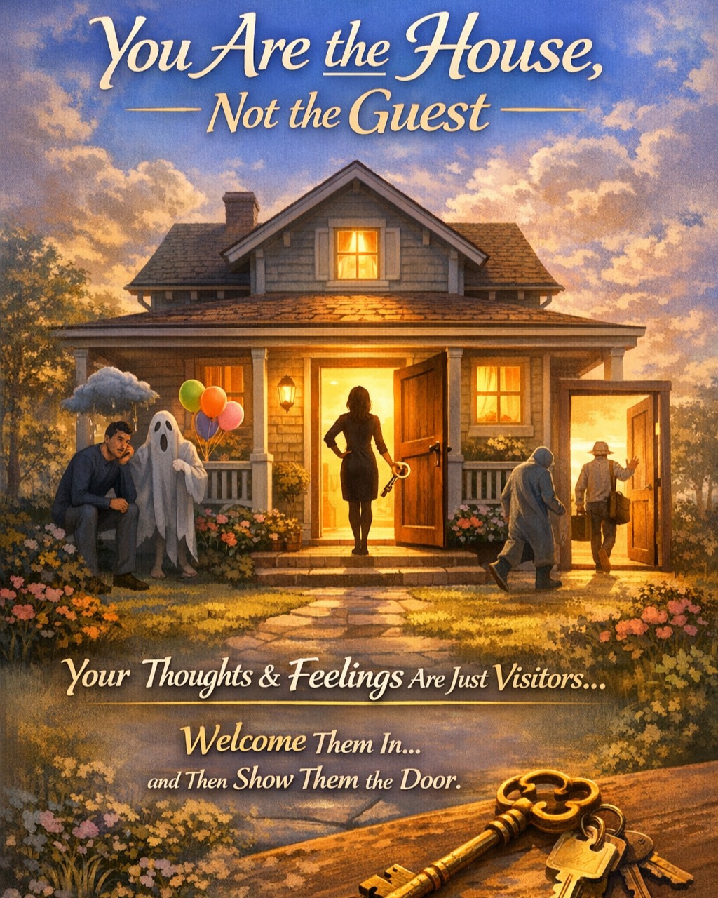 🌟 YOU Are the House, Not the Guest 🌟
Ever have a feeling show up out of nowhere—maybe worry, fear, or even overwhelming excitement—and wonder, “Whoa, where did THAT come from?”
Here’s a brave-thinking truth for you today:
You are the house, not the guest. Your thoughts and feelings are just visitors. They arrive, sometimes unannounced (and let’s be honest, some of them have terrible timing! 😂), but they don’t pay your mortgage and they don’t own your deed.
Just because worry or doubt pops in doesn't mean it gets to redecorate your living room or decide what’s for dinner.
Let your feelings sit. Let them speak—every emotion has a message. Then, lovingly let them leave.
You are the magnificent, spacious, unshakeable home.
Feelings are just passing through.
They don’t define you. They don’t own you. And they never diminish your true power.
So today, be gentle with yourself.
Welcome your feelings in, listen if you must,
and then show them the door so you can keep building your dream life from a foundation of peace, purpose, and possibility.
💫 YOU are the deed holder. Own it!
If this resonates with you, drop a “🗝️” below and let’s keep building our dreams together—one brave step at a time!
#BraveThinking #MindsetMatters #YouAreTheHouse #FeelingsAreVisitors #donnadaytlc #letthelitebewithyou