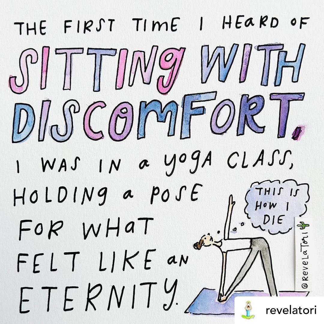 A wonderful post from @revelatori on sitting with discomfort! Every word here can be linked to how we can view our labor! Yes, labor is often intense and uncomfortable, but when we lean into the surges, stop fighting what our body is doing and work with it, we come out stronger (and with a super cute baby to cuddle 🥰). Labor is 90% a mental game! If you let yourself get all tensed up and dreading the next contraction, you will have a much harder time coping than if you settle in, breathe with your body and notice the WORK that is being done with the sensations you are feeling. You’ve got this mama! You were made to do this and you CAN do this! 💖
Posted @withregram • @revelatori Easier said than done. But still worth doing.