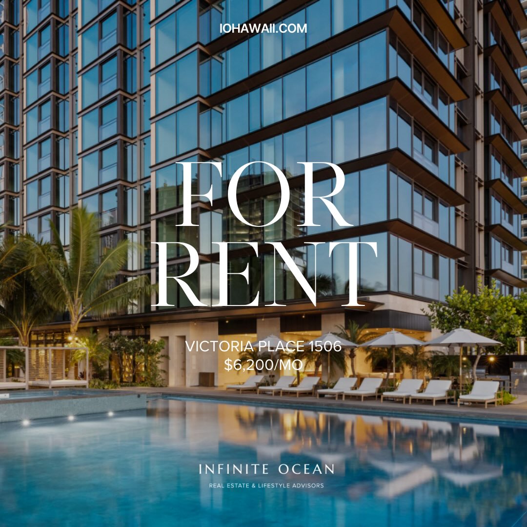 Victoria Place 1506
1 Bed | 1 Bath | 1 Parking (EV charger included)
Offered at $6,200/month
Experience Luxury Living at Victoria Place, the pinnacle of refined condominium living in the heart of Ward Village. This exclusive residence seamlessly combines elegant design with the relaxed charm of Kama’aina living. This spacious 1 bedroom, 1 bath with a walk-in closet and full-size washer & dryer is designed with comfort & sophistication in mind. The upscale kitchen is outfitted with top-of-the-line SubZero and Wolf appliances for a chef-inspired cooking experience. The modern bathroom features dual vanities, a luxurious wet-room with soaking tub, and a Toto washlet for ultimate comfort. Enjoy stunning southeast-facing views of the ocean, mountains, and the city skyline. One dedicated parking space with an EV charger included.
Victoria Place redefines luxury with resort-style amenities that include a men’s and women’s spa featuring hot and cold plunge pools, sauna and steam rooms, elegant private club rooms for entertaining, abundant social spaces designed for relaxation and connection. Indulge in a lifestyle of sophistication and comfort at Victoria Place.
Managed by Denise Santilena
RS-60345
Contact Denise today
denise@iohawaii.com
Check out more of our available rentals (link in bio)
#honolululuxuryrental #hawaiiluxury #honolulupropertymanagement #hawaiiluxuryrealestate ハワイ不動産