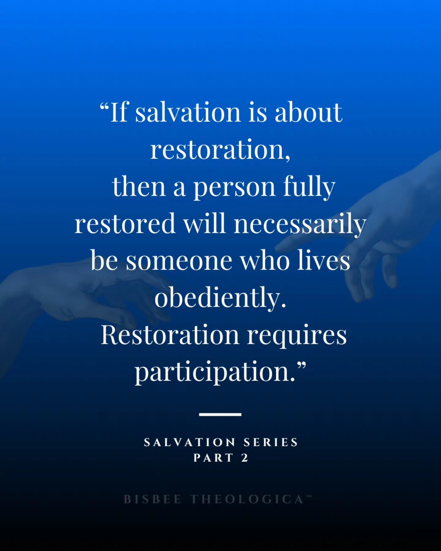 “Restoration requires participation.”
Salvation isn’t just about being declared forgiven.
It’s about being made whole again.
If the goal is to be fully restored—to reflect the image of God—then obedience isn’t optional. It’s the shape restoration takes.
This quote comes from Part 2 of the Salvation Series, now available at IsaacBisbee.com and on podcast platforms.
#BisbeeTheologica #SalvationSeries #CatholicTheology #FaithAndObedience #Restoration #ParticipationMatters #TheologyMatters #CatholicFaith #Sanctification #ImageOfGod #CatholicInstagram #SacramentalLife #FaithAndReason