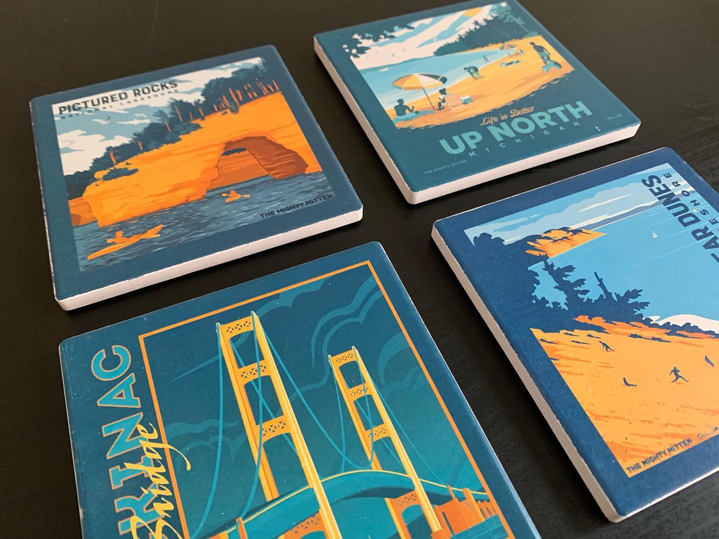 Good news, bad news, good news!
Good news! I had a fun coaster set made! It consists of four ceramic coasters, each adorned with a different one of my Michigan travel scenes :-)
Bad News! They didn’t turn out exactly as I’d imagined :-( The colors are good, but as you can see (esp in the last pic) they’ve got some imperfections around the edges — and folks, when it comes to my art I am NOT really about that, haha — Sooo what to do? For now it seems that I’m going to see how they do, but with a lower price than I’d planned.
Good news! They can still make a nice, inexpensive gift that can arrive before Christmas! Just get your orders in by the 13th :-)
.
.
.
#puremichigan #themighymitten #michigansun #mittenlove #greatlakesliving #greatlakesproud #puremittenpride #michiganawesome #shopsmall #shoplocal #upnorthmichigan #upnorth #michigrammers #milakelife #puremittigan #inspiredbymichigan #thegreatlakesstate #greatlakeslocals #smittenwiththemitten #mittenstatelove #michigansunset #michigan_beautiful #leelanaupeninsula #makeitmackinac #gtliving #sleepingbeardunes