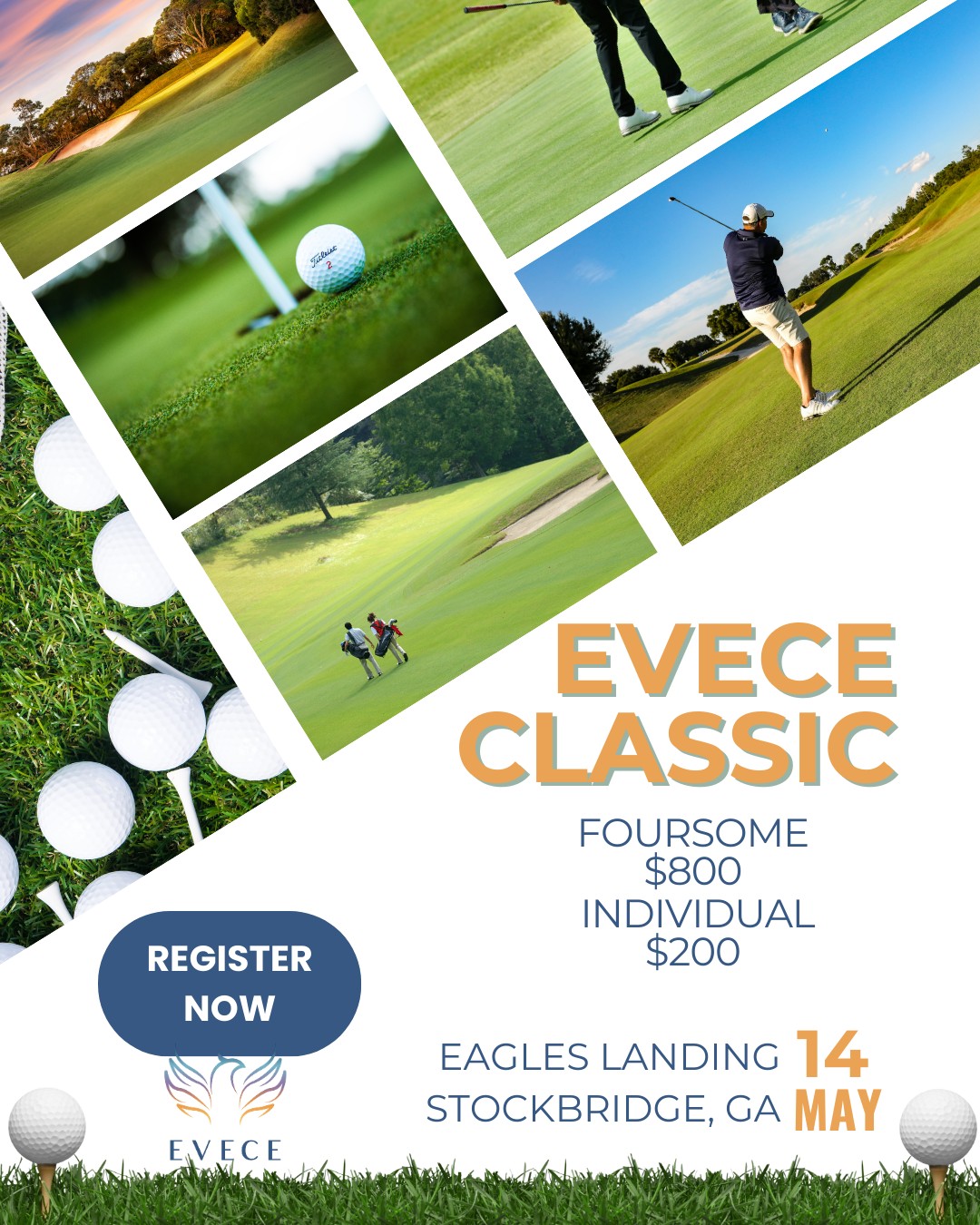 ⛳ Who’s in your foursome?
Tag your golf crew and lock in your team for May 14!
Because it’s more than a game... it’s a day for mental health. 💚
.
.
.
#EVECEGolfClassic #PlayforPurpose