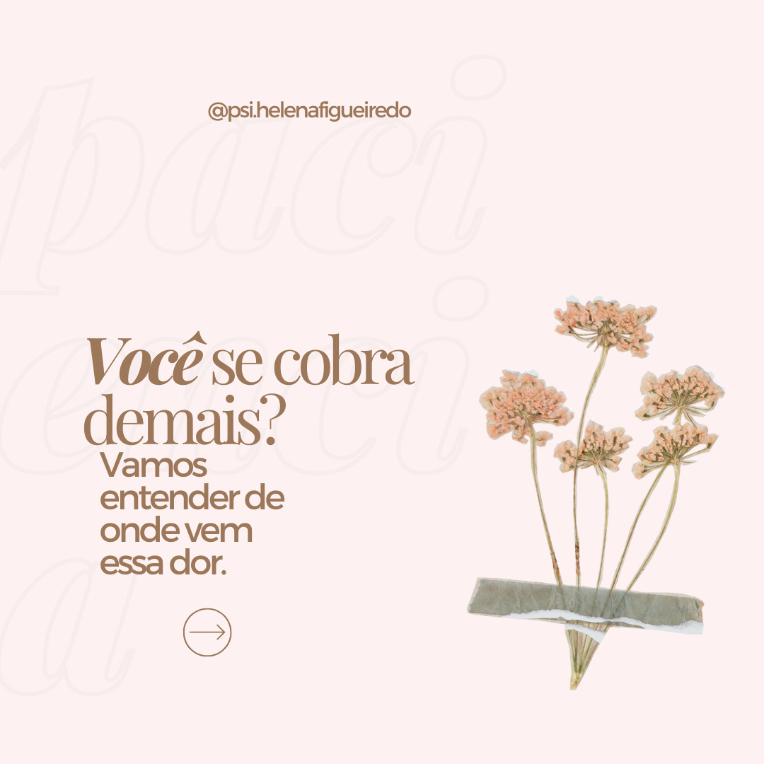 Se essa mensagem tocou você, permita-se dar o próximo passo. Vamos juntas explorar e curar essa história!
Helena C. N. Figueiredo
Psicóloga
CRP 06/203625
#autoestima #psicoterapia #autoconhecimento #autocobrança #terapia