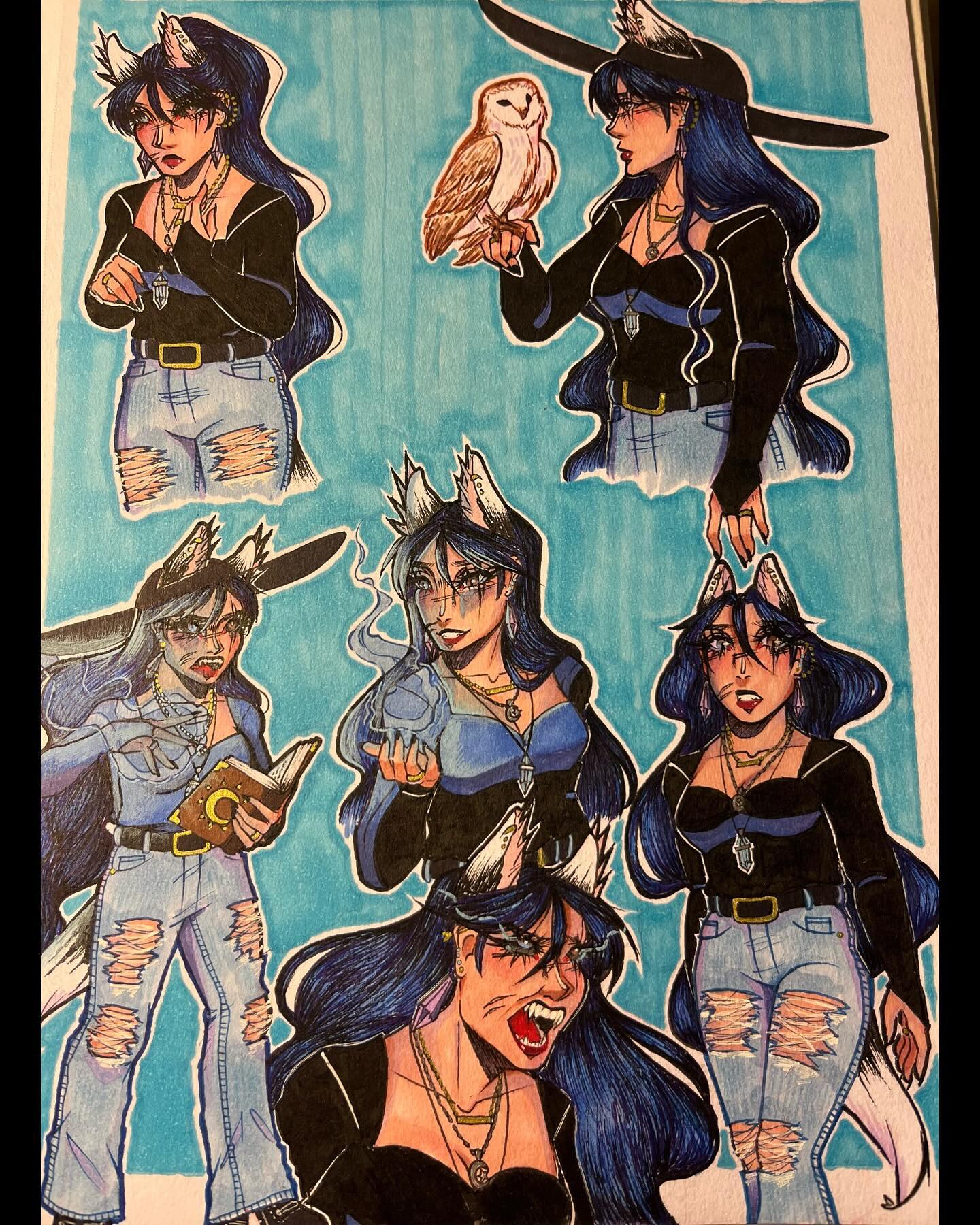 UPDATE- Jay🦋🔮🌙
Haven’t posted in a while obviously. Finally fresh out of school for a month till I have to go back. Lately I haven’t spent the time drawing much throughout the months due to the stress of school and work. But I’m glad I get to relax a bit more now so I had this drawing in the works for a while and I just finished it currently I still have to finished up the 1920s one so soon a post on that one :)
-
Elizabeth Jay Martinez
Late 20s
Due to Isai’s disappearance a decade ago she spend those years in training to fulfill her duties in becoming a witch and detective. Sworn to figure out what really cause the death of her beloved friend and the disappearance of Isai. Soon everything will unravel.
-
#oc #witch #blue #micron #sharpie #artistloft #gellyroll #sketchbook #drawing #traditional #artistsoninstagram #artist #ocs #kingartmarkers #sketching #sketch #artistsupport