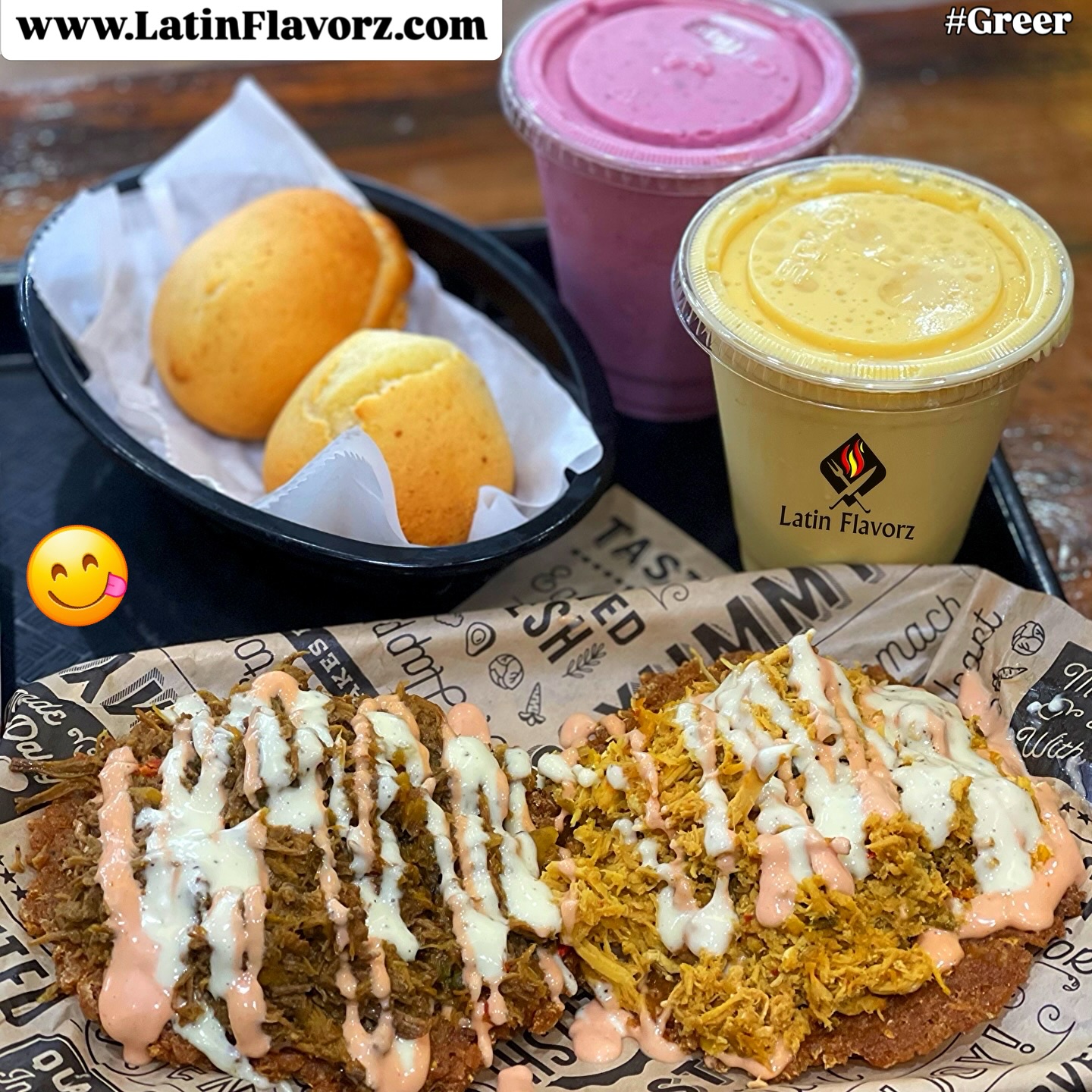 ☀️ Order Now !!
✅Open until 10PM 🔥
Hot food, fresh juices, good vibes 🎶
🔥 Empanadas
🔥 Burgers
🔥 Patacones
🔥 Arepas
🥤 Fresh Natural Juices
📍 Latin Flavorz 📍
870 E Suber Rd, Greer
(Across from Riverside High School)
Have a great weekend!
