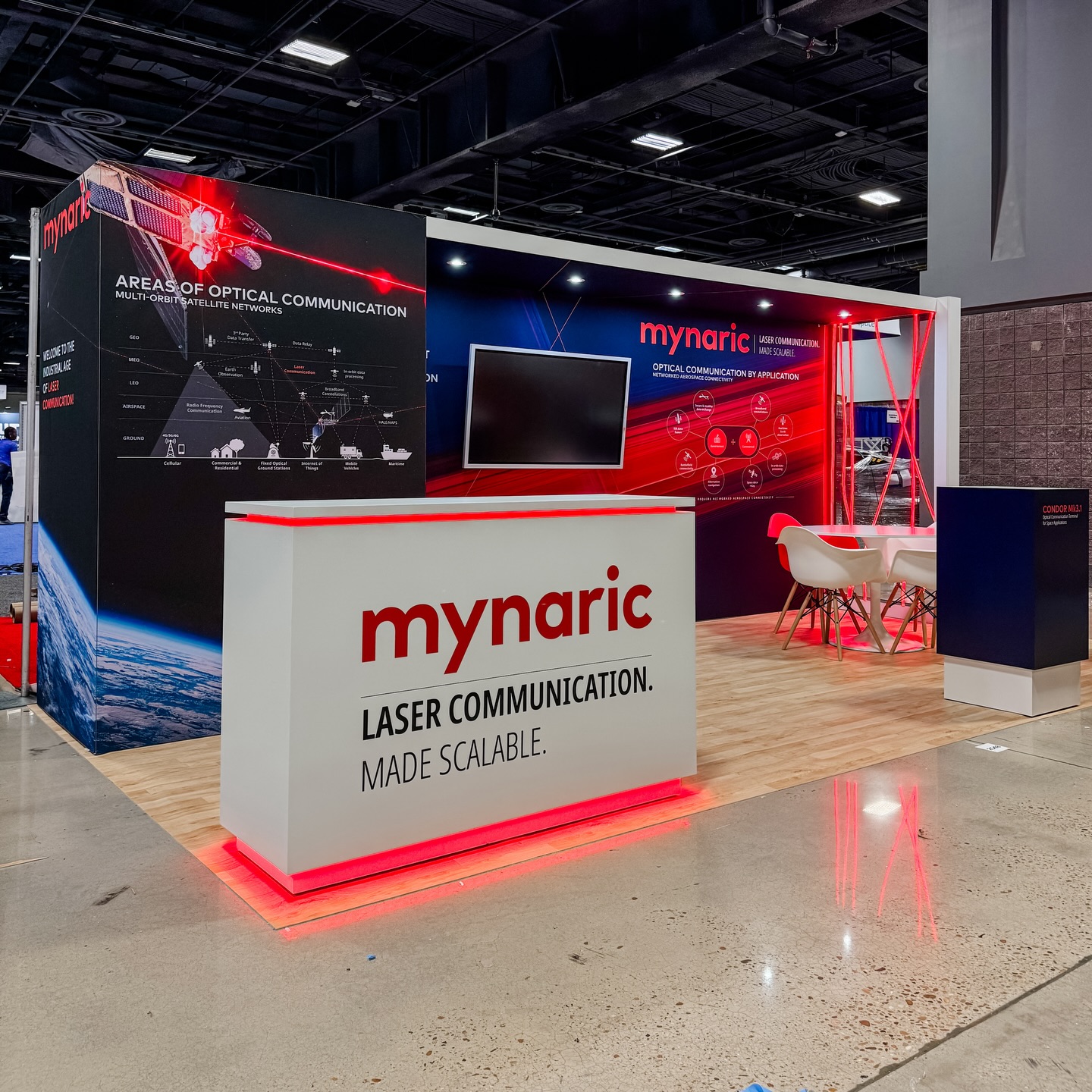 Taking laser communication to the next level 🚀
Mynaric’s custom rental booth at Satellite delivers a bold, high-tech presence—blending striking visuals, smart layout, and immersive storytelling to showcase innovation at scale.
Designed to stand out. Built to perform.
#satshow #TradeShowDesign #CustomBooth #ExhibitDesign #ExperientialMarketing