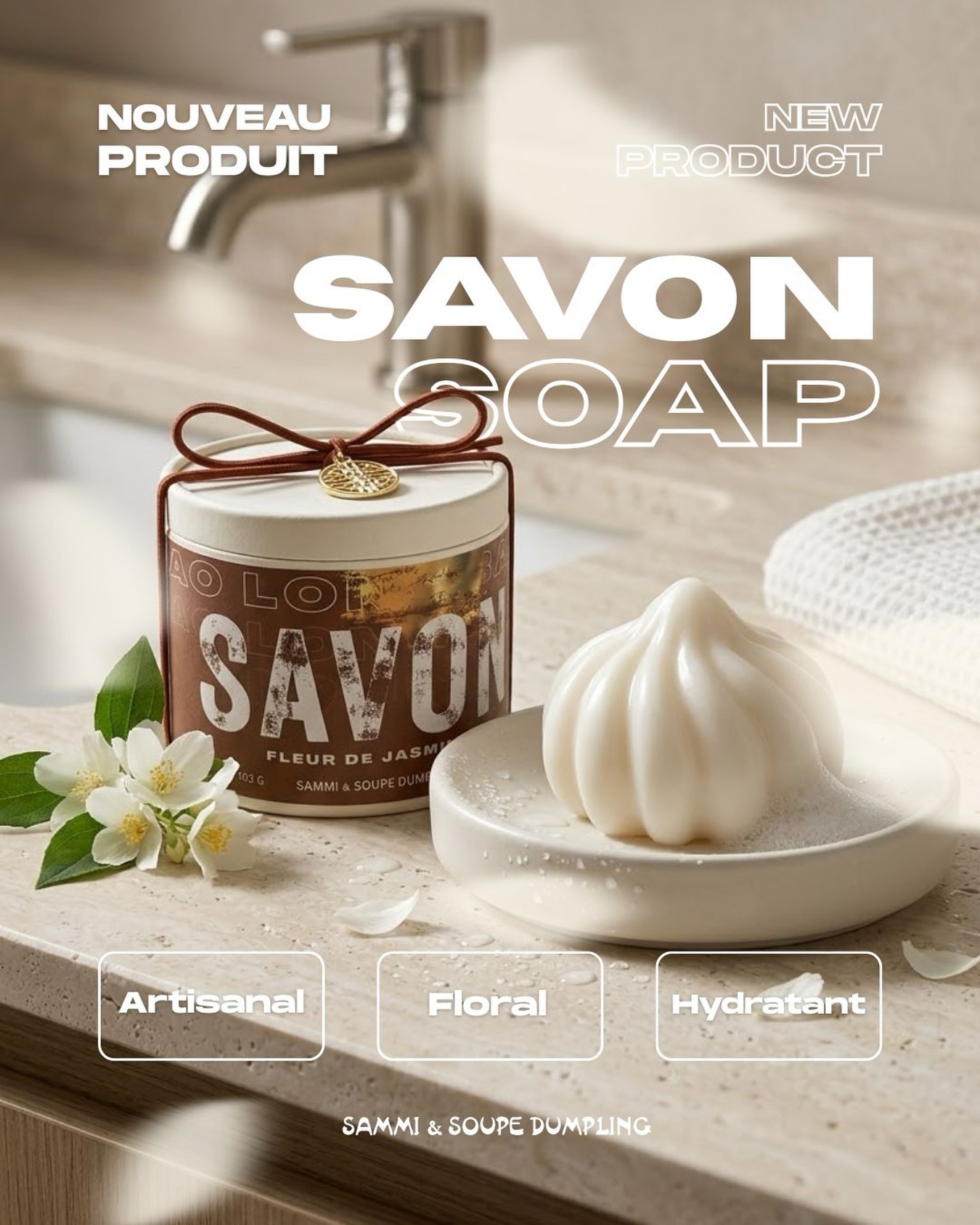 🌸 Découvrez notre nouveau savon Fleur de Jasmin ✨
Une touche délicatement parfumée pour votre routine bien-être.
Dès maintenant disponible sur notre boutique en ligne ou dans les succursales Sammi & Soupe Dumpling.
Pour un achat en magasin, veuillez vérifier la disponibilité avant de passer 🥟
#ɴᴇᴡɪᴛᴇᴍ #handmadesoap #mtllove #sammiandsoupedumpling #mtlresto