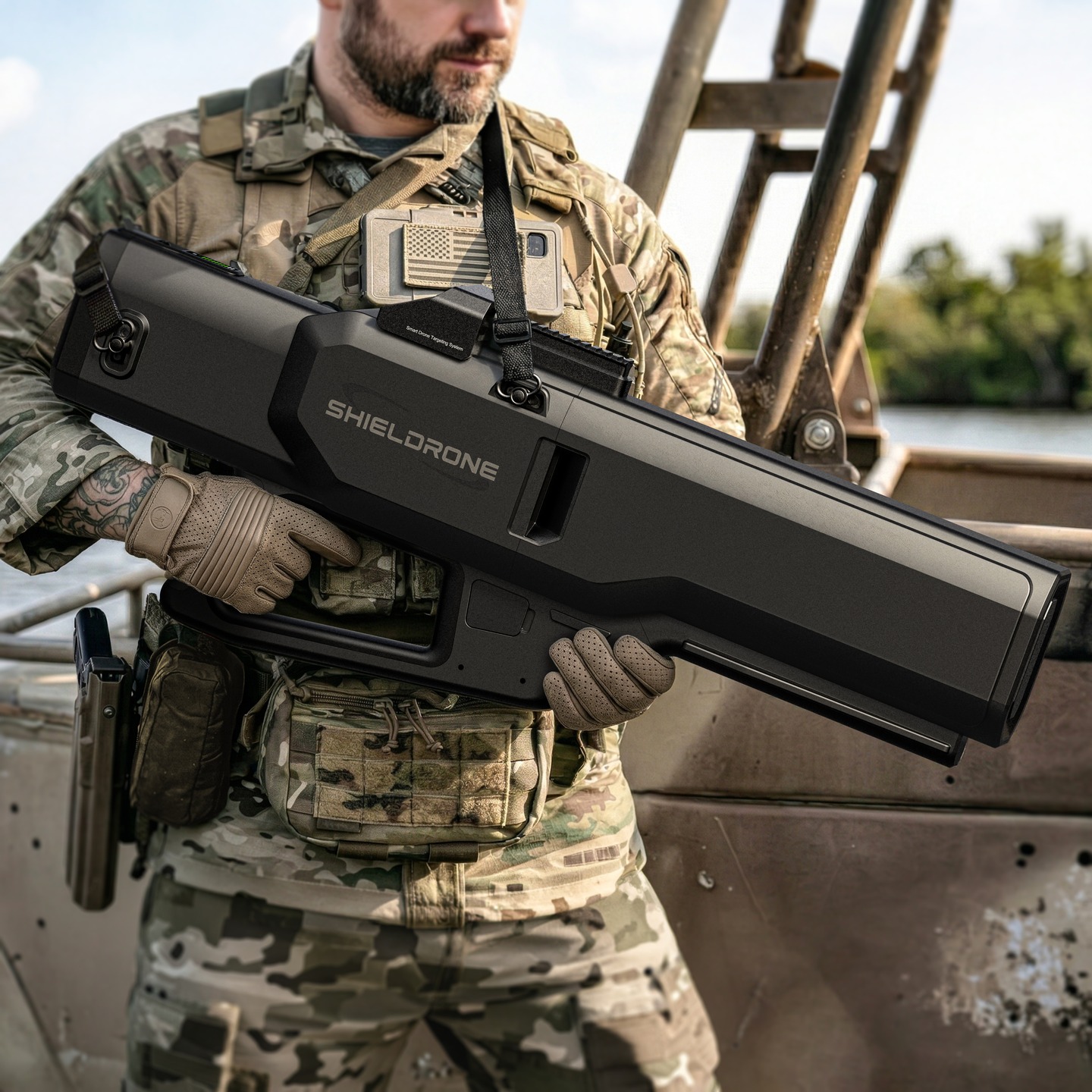 Integrated Anti-Drone Gun, SHIELDRONE
Client : Samjung Solution
Year : 2025
Designed by @buyrusdesign_product
AI 기반 다중 센서 연동 휴대용 안티 드론건 디자인
Portable AI Multi-Sensor Anti-Drone Gun Design
SHIELDRONE은 운용 목적과 환경에 따라 휴대형과 거치형으로 유연하게 전환할 수 있는 안티 드론 시스템입니다.
보병 운용 시에는 직접 휴대하여 기동성 있게 대응할 수 있으며, 기지 방어 시에는 스탠드에 거치해 안정적이고 지속적인 운용이 가능합니다.
특히 거치 운용 시에는 적 드론의 탐지, 식별, 무력화 과정을 자동으로 수행할 수 있도록 설계되었고, 일체형 그립 구조를 통해 마운트 결착 방식을 단순화하면서도 높은 결착 안정성을 확보했습니다.
SHIELDRONE is an anti-drone system that can be flexibly operated in both handheld and mounted modes, depending on the mission purpose and operational environment.
In infantry operations, it can be carried and used directly for mobile response, while in base defense scenarios, it can be mounted on a stand for stable and continuous operation.
In particular, when used in mounted mode, it is designed to automatically detect, identify, and neutralize hostile drones. Its integrated grip structure also simplifies the mounting process while ensuring a high level of attachment stability.
#antidrone #counterdrone #defensetechnology #militaryequipment #tacticalequipment
#designagency #productdesgin #industrialdesign #buyrusdesign #design