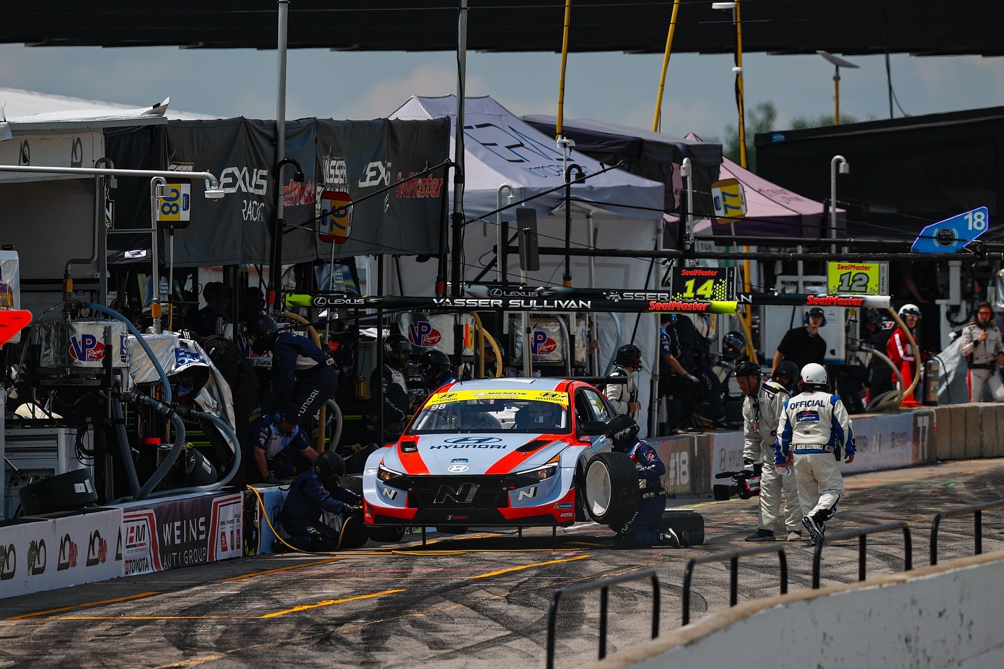 A double podium for the team! Congratulations to Robert and Harry on the Win; great job guys!
For us on the 98, an opening lap puncture set us back and we worked hard to try and get back in the fight. A solid strategy call got us back on the lead lap but a late stint tire issue meant an additional stop and with that the best we could do was P6. We’ve certainly had some challenges of late but such is racing. The tough ones definitely make the wins feel extra special when you achieve them. We’ll keep focused forward and look forward to another shot at it in a few weeks at Road America!
A big Thanks to all the fans that came out. Shoutout to @n_shftrz. We appreciate all of your support! It was great to catch up with so many friends at CTMP! 😊
#HyundaiPerformance