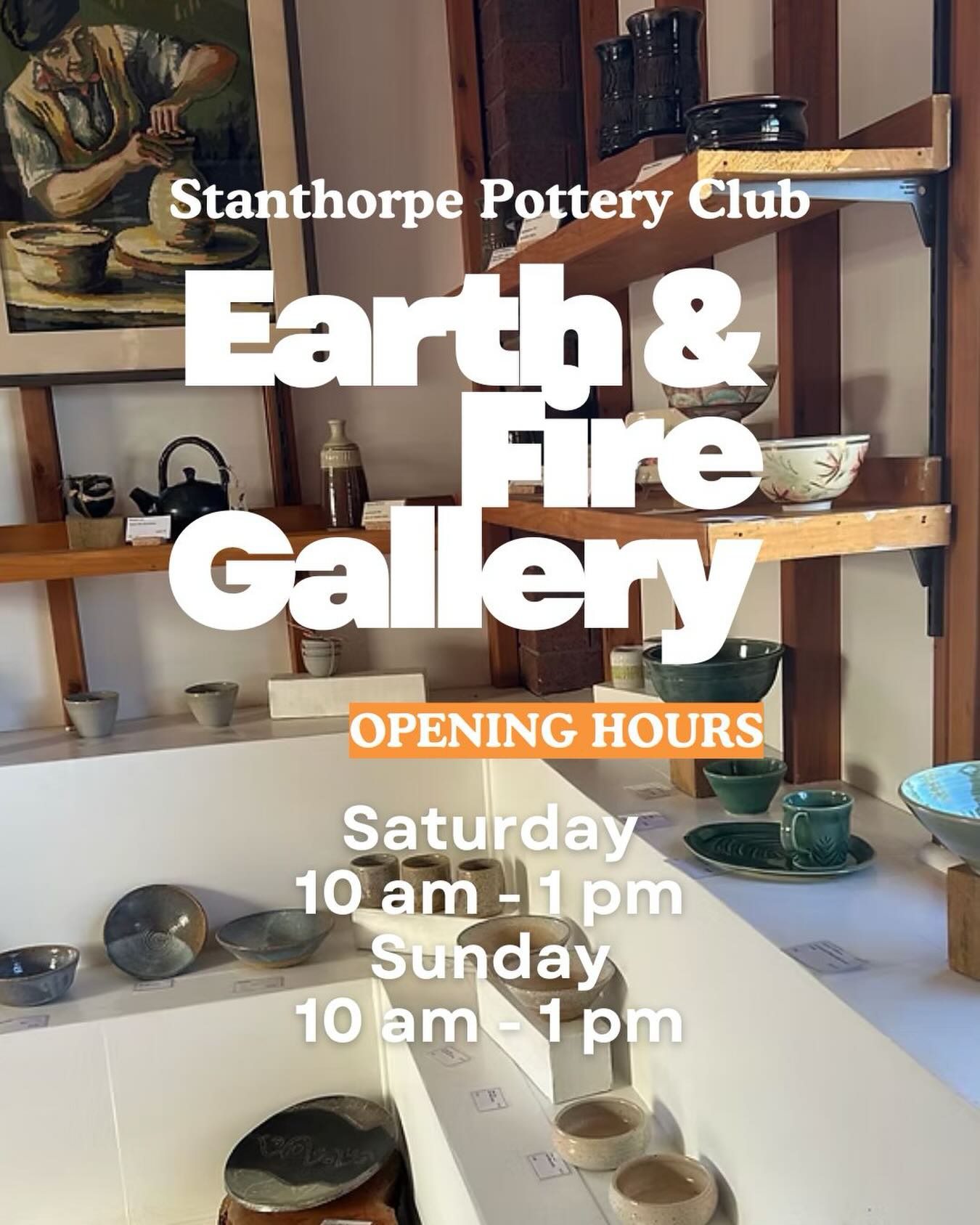 Come check it out ✨Earth & Fire Gallery
We run a small gallery at the Club which is open on Saturdays and Sundays.
Inside you will find some of the best works by our members. You are welcome to come for a browse or to purchase our work.
