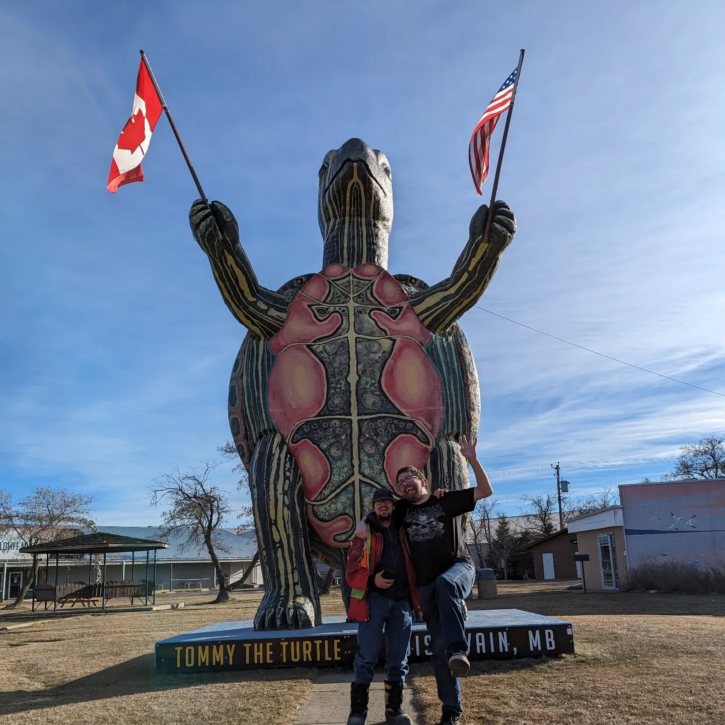 Yesterday Danny and Justin went on a road trip to Boissevain to @thesawmillcafe to deliver some Blue Sky crokinole boards, to be sold in their amazing gift shop. They enjoyed a great lunch at The Sawmill Cafe, and a fun tour of their woodshop, art room, and gift shop. It was a great trip, thanks so much for having us!