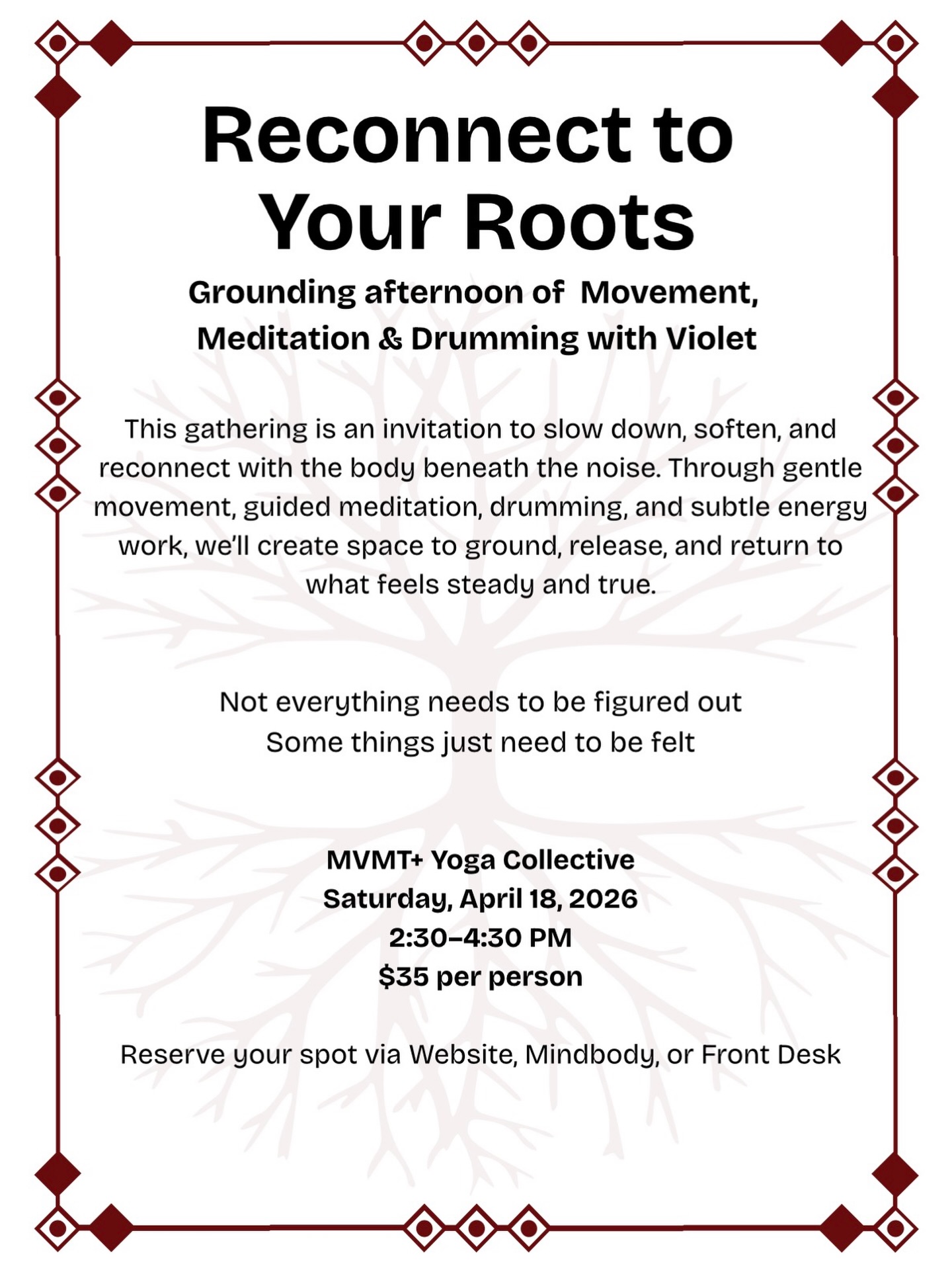 This space came from a place of wanting to slow down and come back to what’s real.
Not to fix anything.
Not to figure everything out.
Just to feel, to ground, and to reconnect with what’s already within you.
If you’ve been needing a moment to land in your body and breathe a little deeper, this is here for you.
April 18
2:30–4:30 PM
$35
You’re welcome as you are.
#yegyoga #sprucegrove