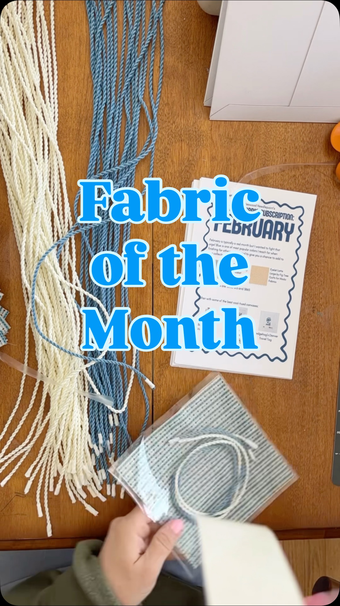 The Fabric of the Month subscription has been such an unexpected highlight of this year so far.
We all see a lot of canvases come across our feeds to inspire you to ✨start✨ but when it comes down to it, I wanted to give you something that would motivate you to ✨finish✨, not let a stitched canvas be thrown into a pile and forgotten about.
Receiving the perfect fabric AND pre-made cording to go with it is just the right amount of dopamine hit you need to finish what you started!
Shown here is February, a favorite that’s going to be tough to beat.