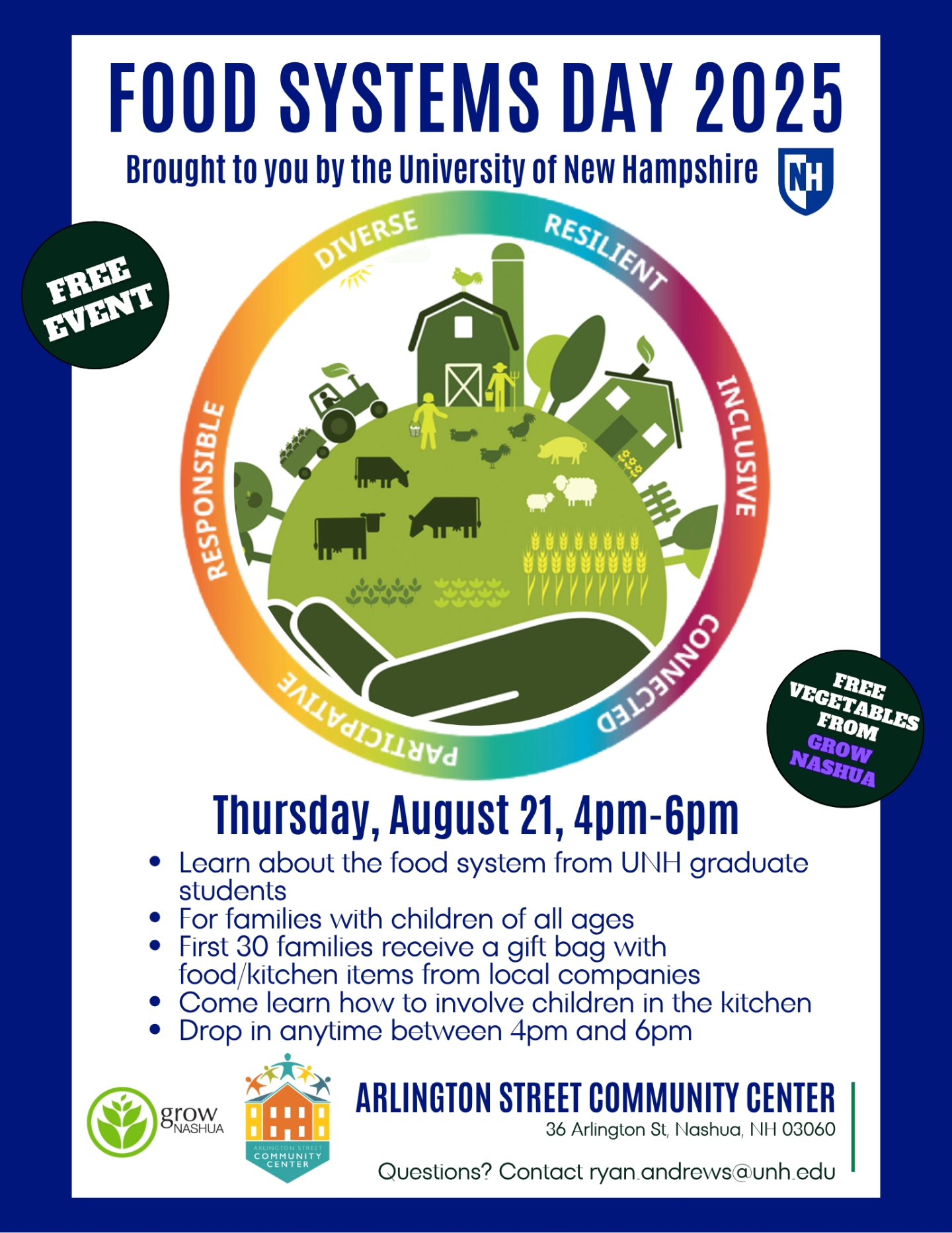 Don't forget Food Systems Day 2025 is this Thursday from 4pm-6pm π. The first 35 families receive an amazing gift basket filled with local goodies π€©. Don't miss out!