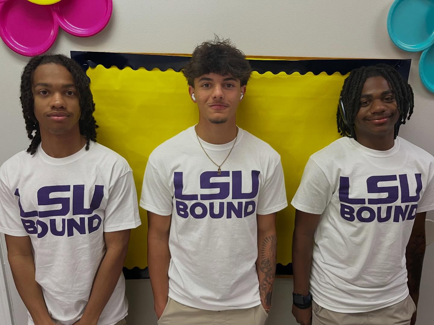 Three of our Lakeside seniors were invited to the admitted student reception for LSU last night! Over 65,000 applicants applied to LSU this year—the most in the school’s history—but these LCA seniors were among the few to be accepted!
From a Lakeside Lion to an LSU Tiger! 🐯🦁 We are so proud of you!
From left to right: Amari Davis will study Mechanical Engineering; Blake Parker will study Fire and Emergency Services Administration; Jaden Davis will enter a General Studies program
Strong minds. Strong faith. Strong futures!