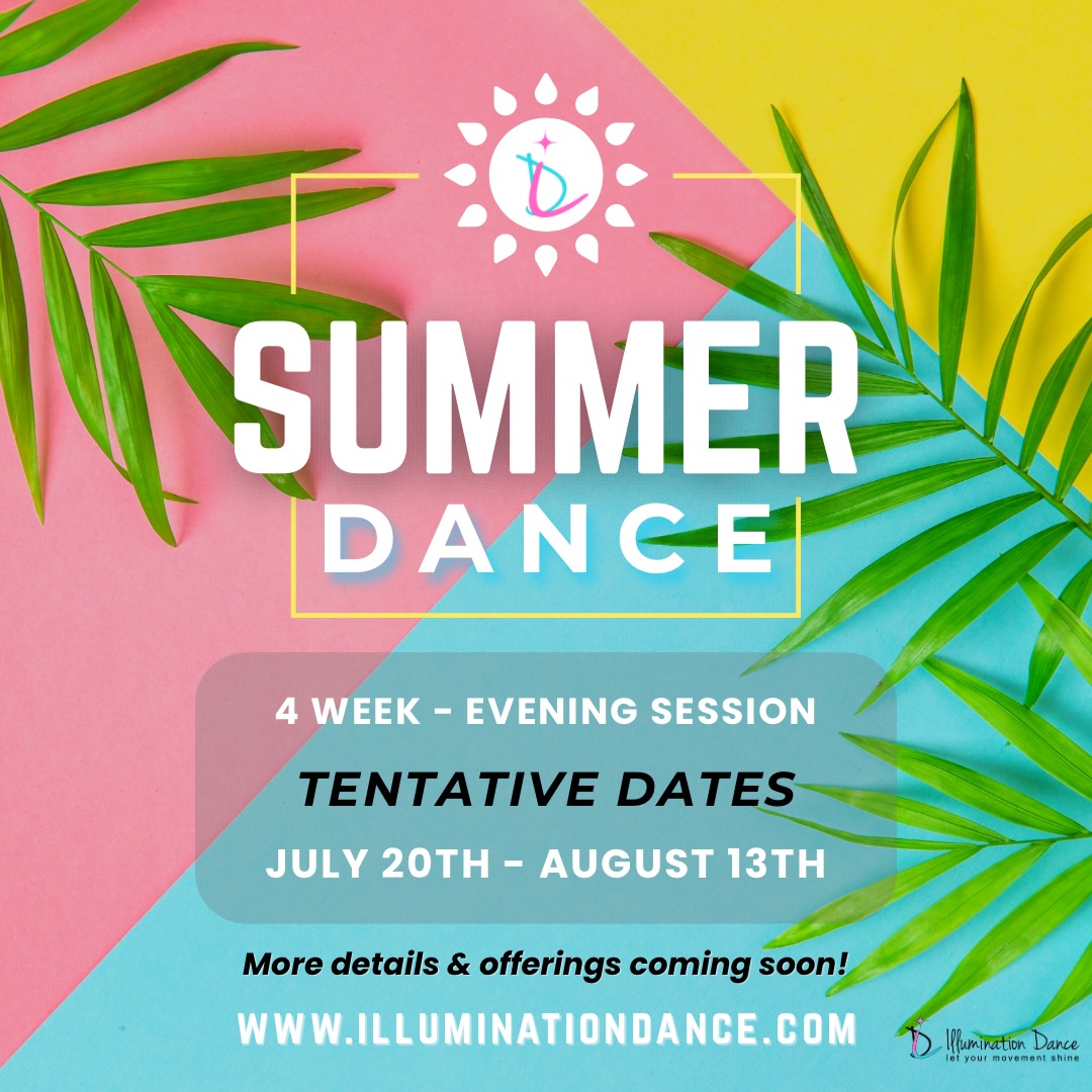 ☀️Summer is coming… and we can’t wait! ☀️
Mark your calendars—our 4-week Evening Summer Session is on the way! Dates are tentative for now, but we wanted to give you a first look so you can start planning ahead.
We’ll be sharing final details soon (plus a few extra summer offerings 👀), but for now… save the dates and get ready to dance with us this summer! 💖