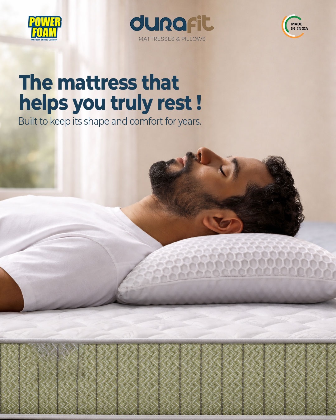 Upgrade your sleep, upgrade your life ✨
With Durafit Mattress, enjoy the perfect blend of comfort, support, and durability—so you wake up refreshed, every single day.
#Durafit #UpgradeYourSleep #BetterSleep #SleepWell #HealthySleep
(OrthopedicSupport ComfortMatters MattressIndia WakeUpFresh SleepBetterLiveBetter PremiumComfort BackSupport GoodSleep DailyWellness HomeComfort)