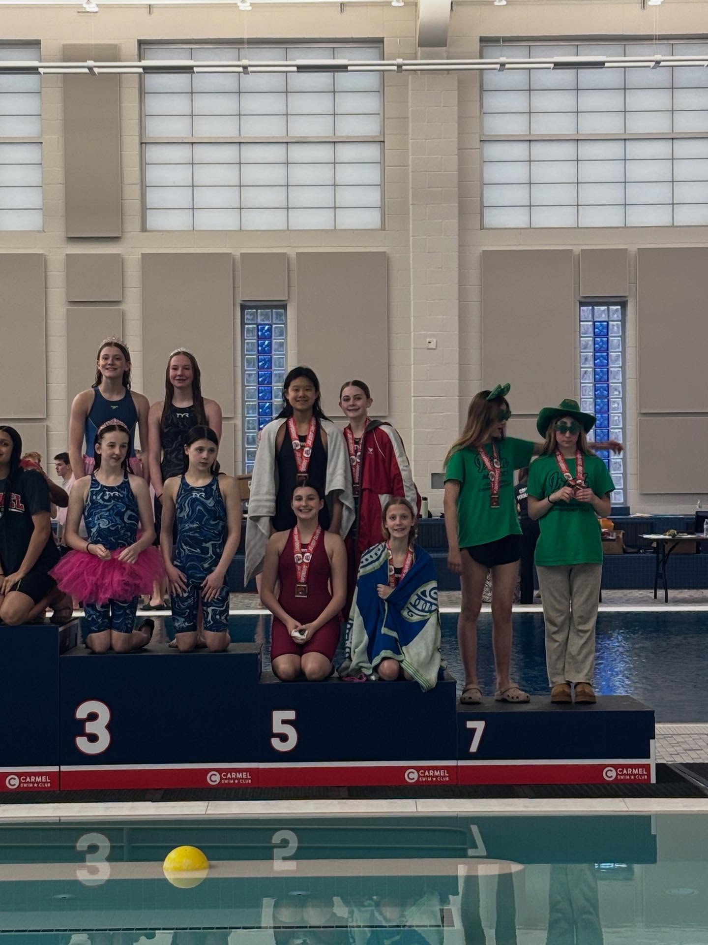 IN Age Group Short Course Champs:
Girls 11-12 200 Free Relay:
Elisa Brodskiy, Mary Kate Johanneman, Caitlyn Perkins, Sophia Liu - 5th Place
Boys 11-12 200 Free Relay:
Aahan Gupta, Jace Jackson, James Davis, Jeremiah Marshall - 5th Place